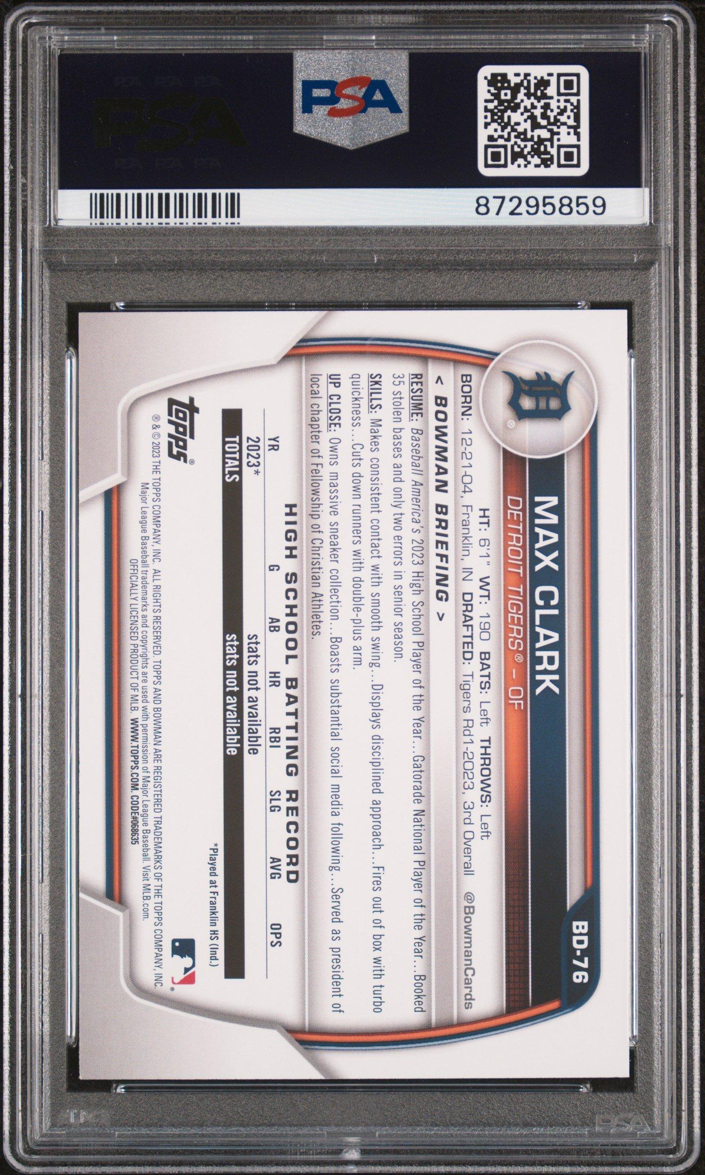2023 Bowman Draft Bd76 Max Clark PSA 10