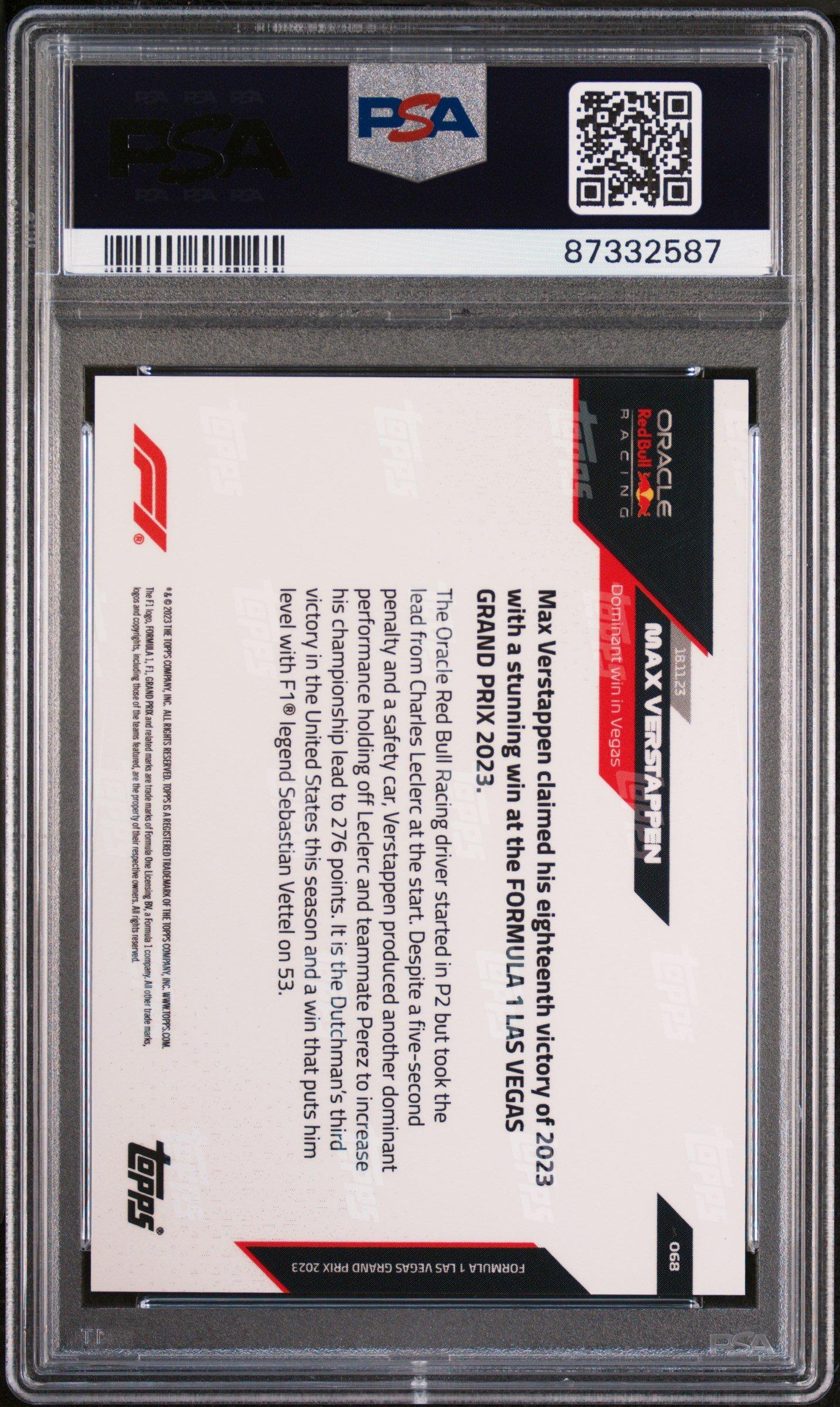 2023 Topps Now Formula 1 68 Max Verstappen PSA 10