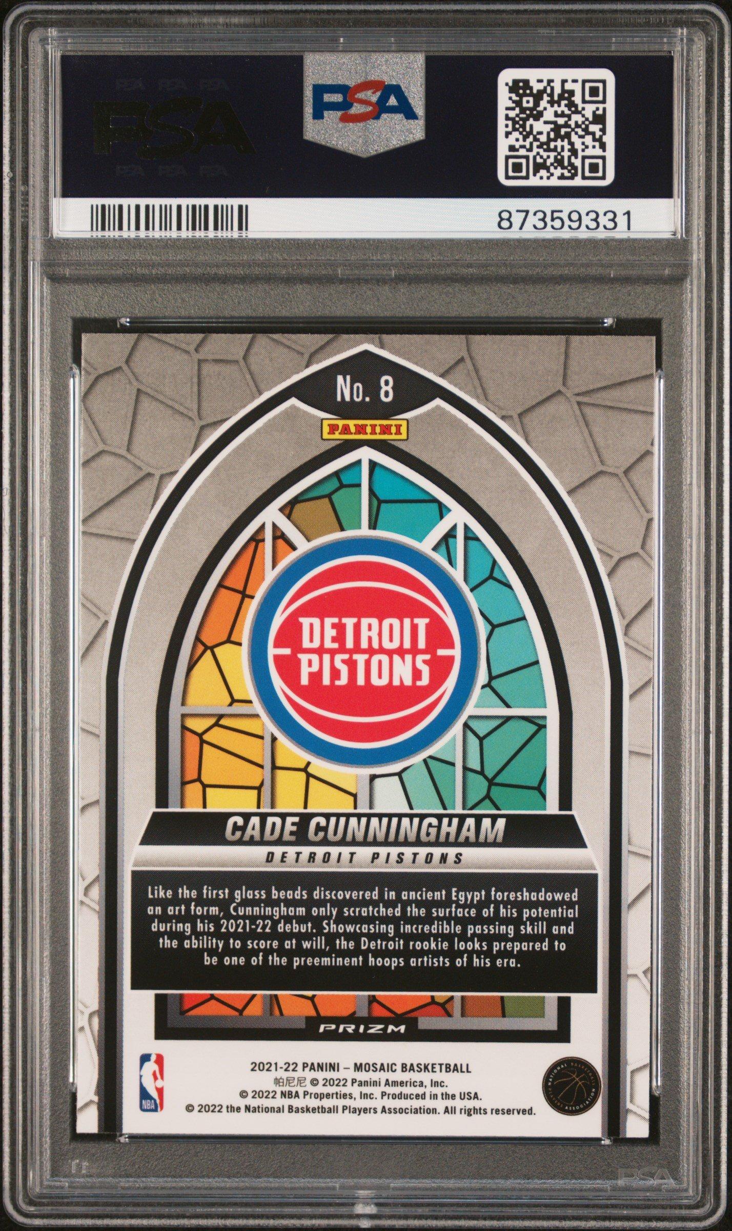 2021 Panini Mosaic Stained Glass 8 Cade Cunningham PSA 9