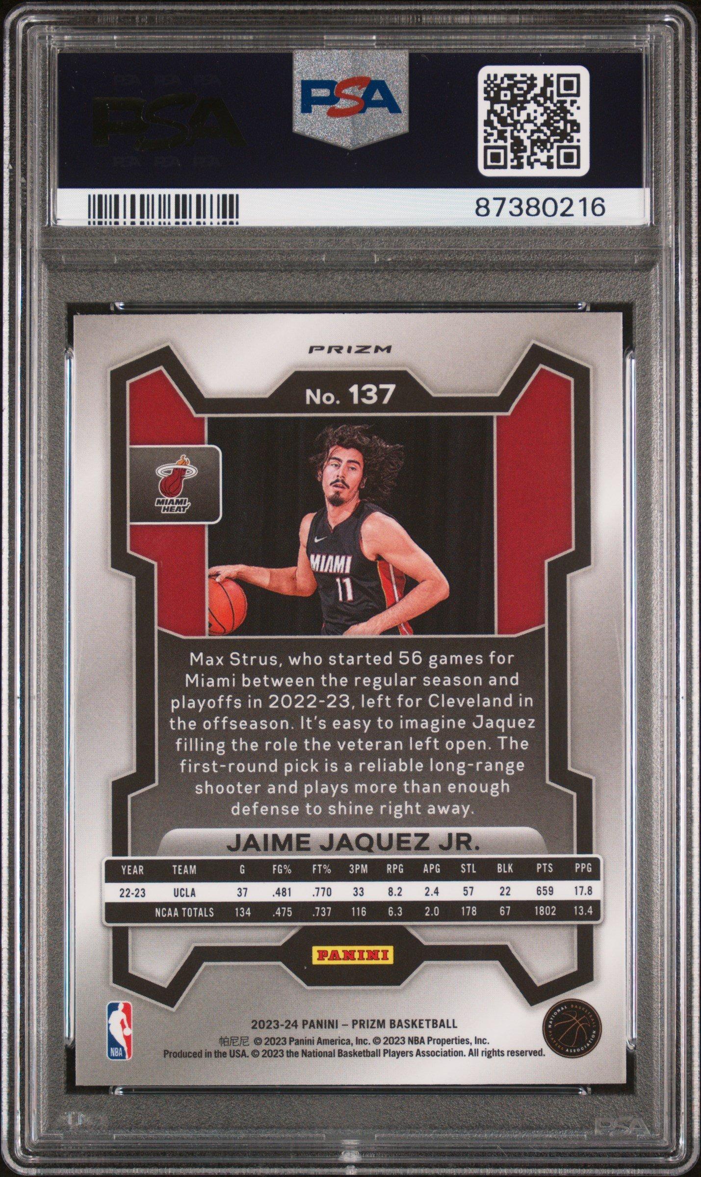 2023 Panini Prizm 137 Jaime Jaquez Jr. Ice PSA 10