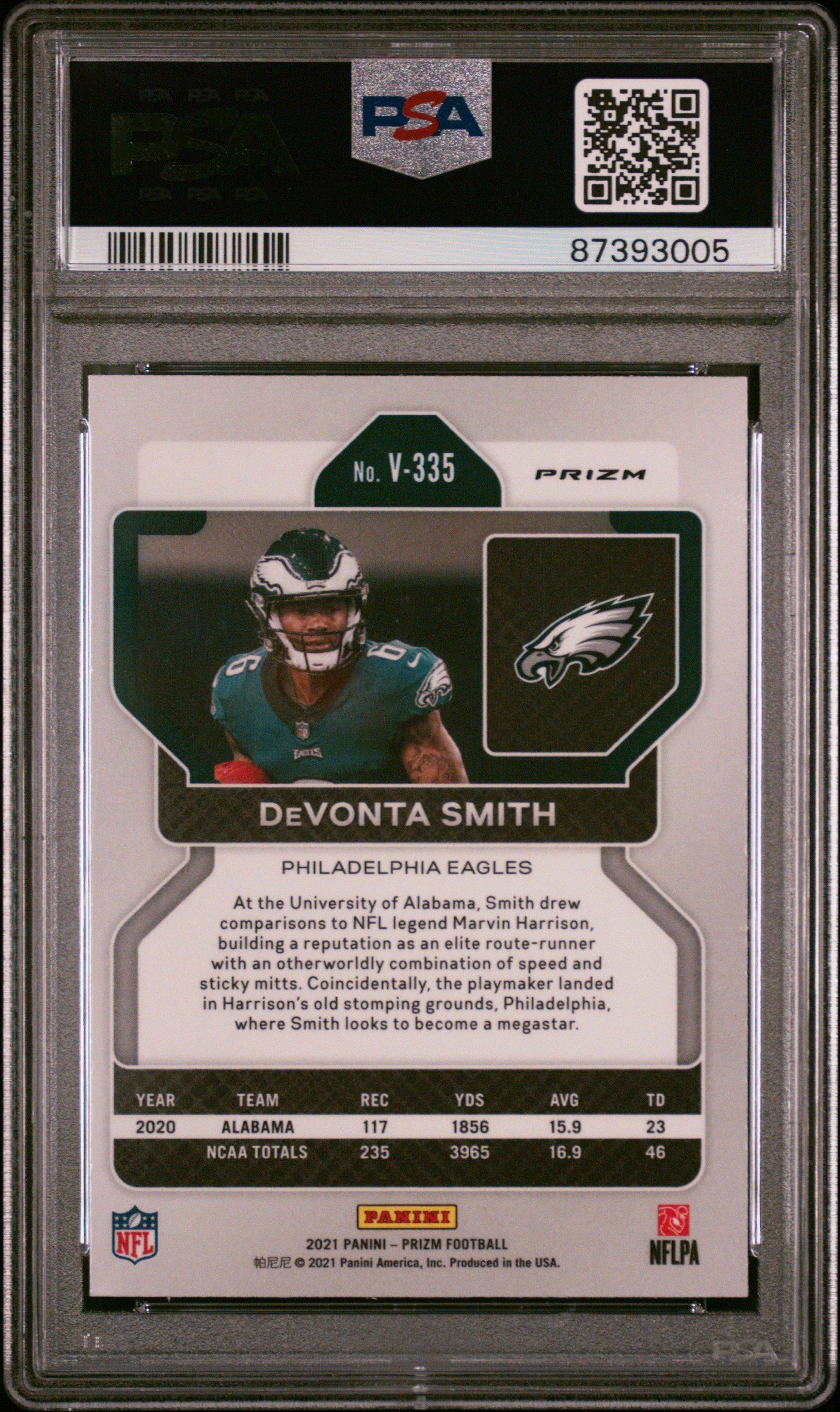 2021 Panini Prizm V335 Devonta Smith Variation-silver Prizm PSA 10