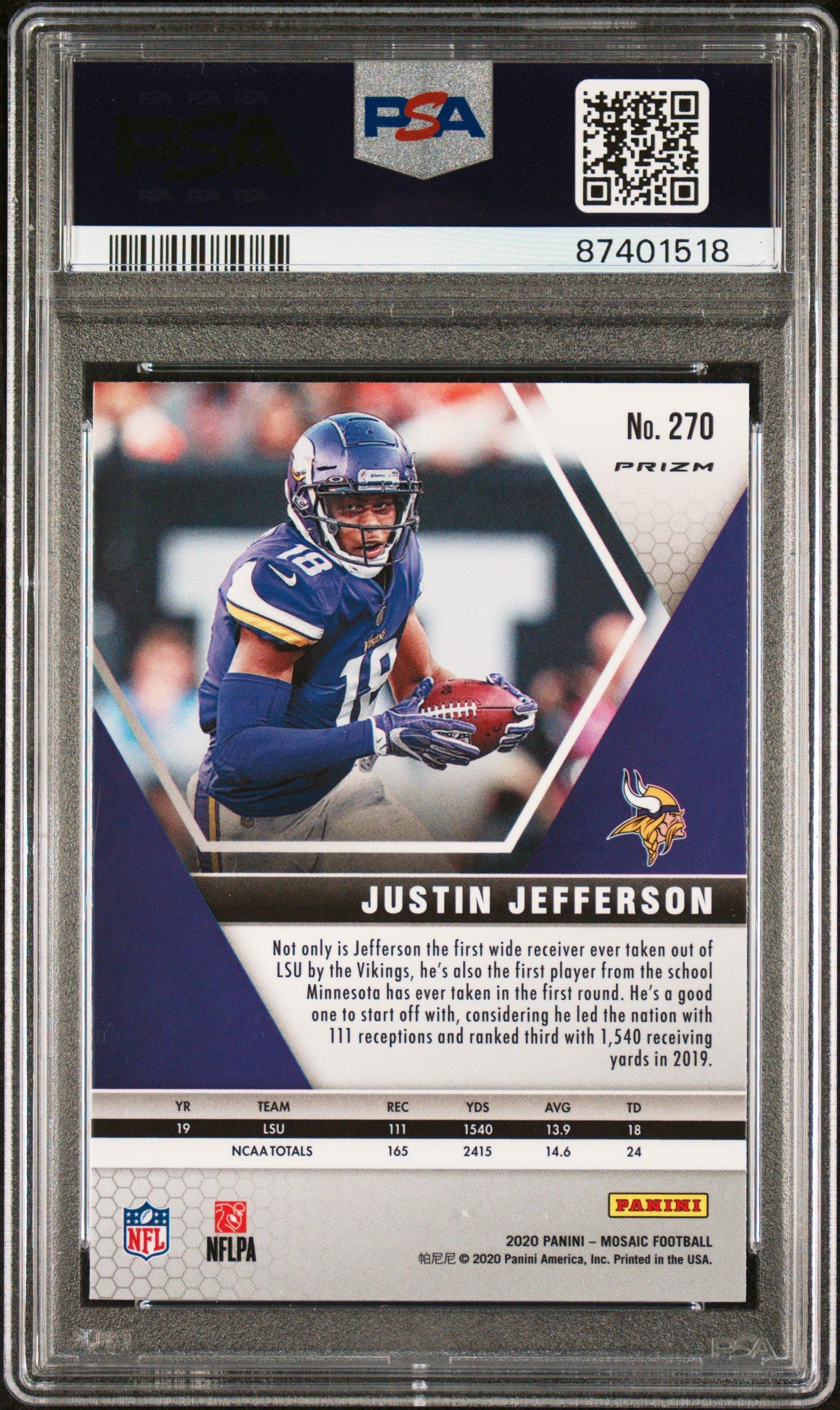 2020 Panini Mosaic 270 Justin Jefferson Silver Prizm PSA 10