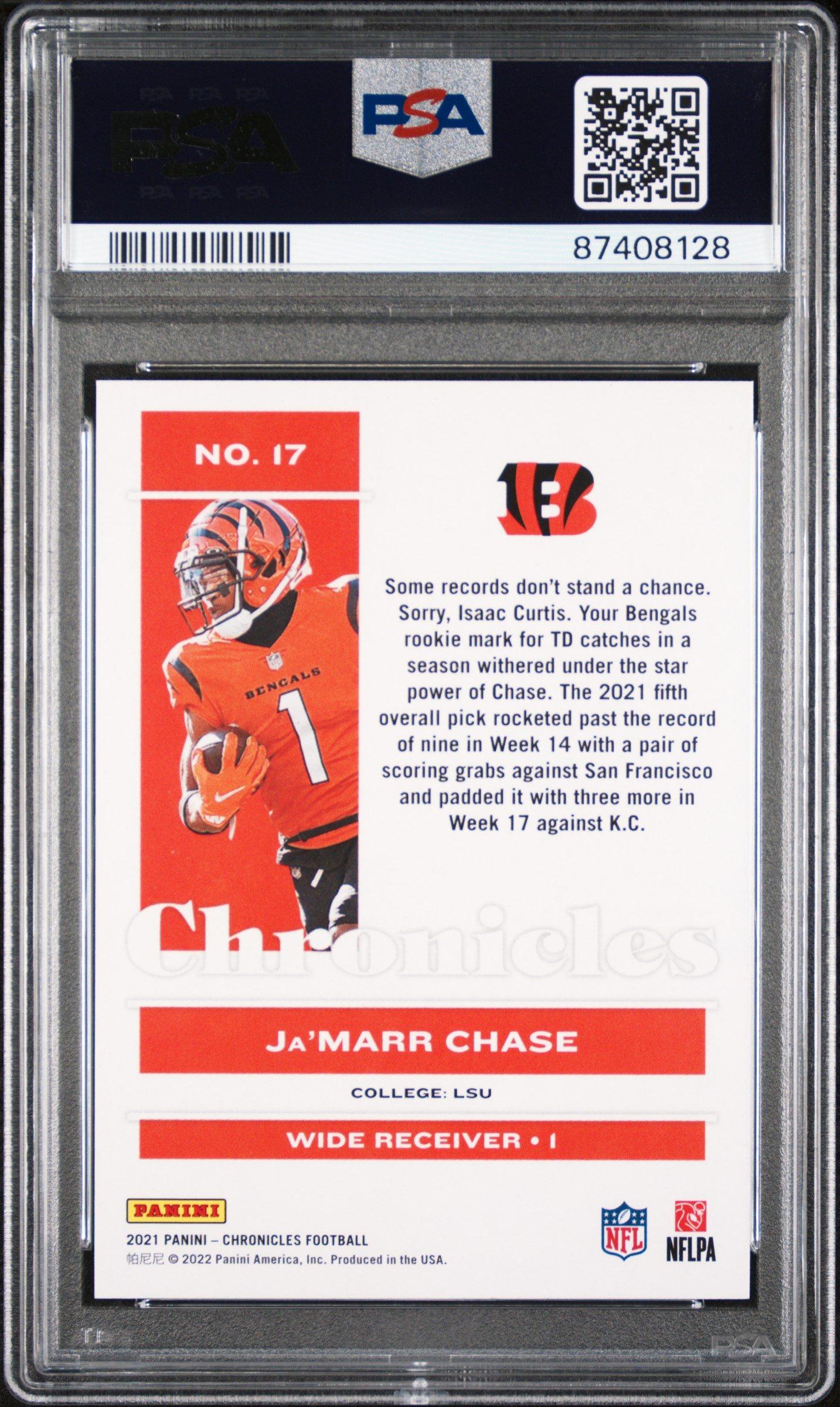 2021 Panini Chronicles 17 Ja’marr Chase PSA 10