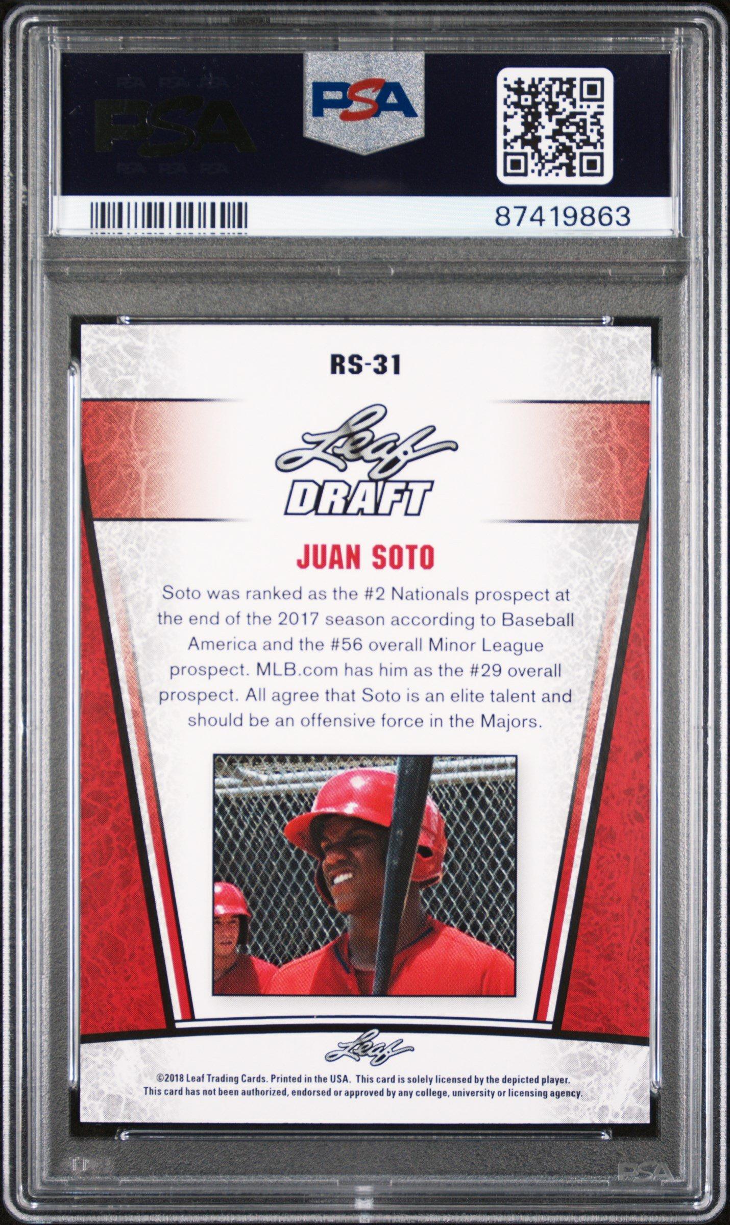2018 Leaf Special Release Rookie Silver Rs-31 Juan Soto PSA 9