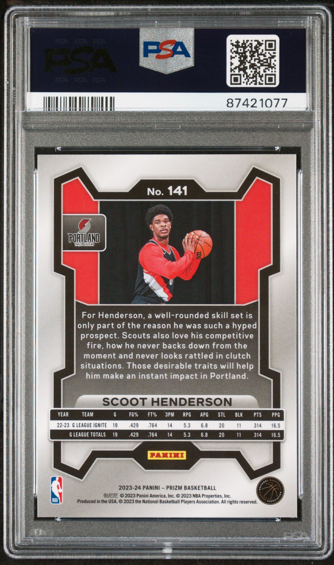 2023 Panini Prizm 141 Scoot Henderson PSA 10