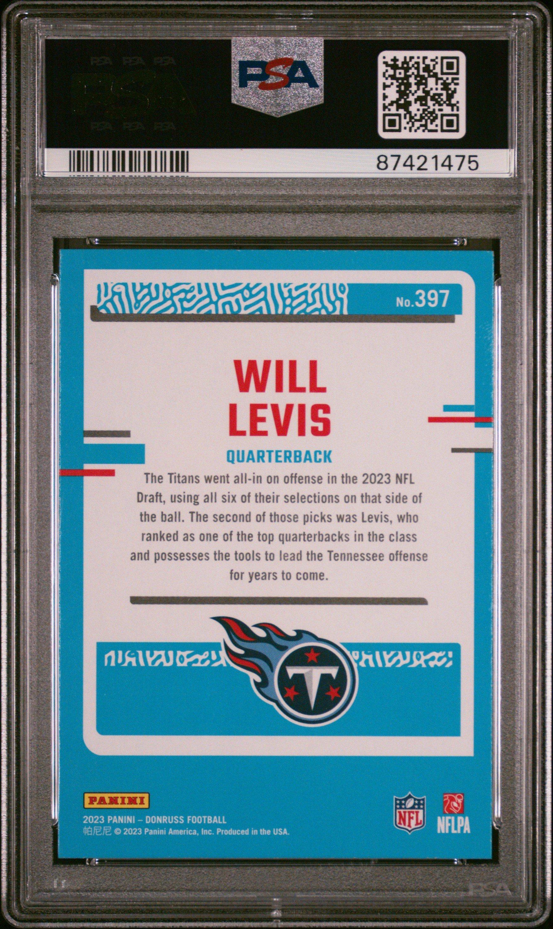 2023 Panini Donruss 397 Will Levis PSA 10
