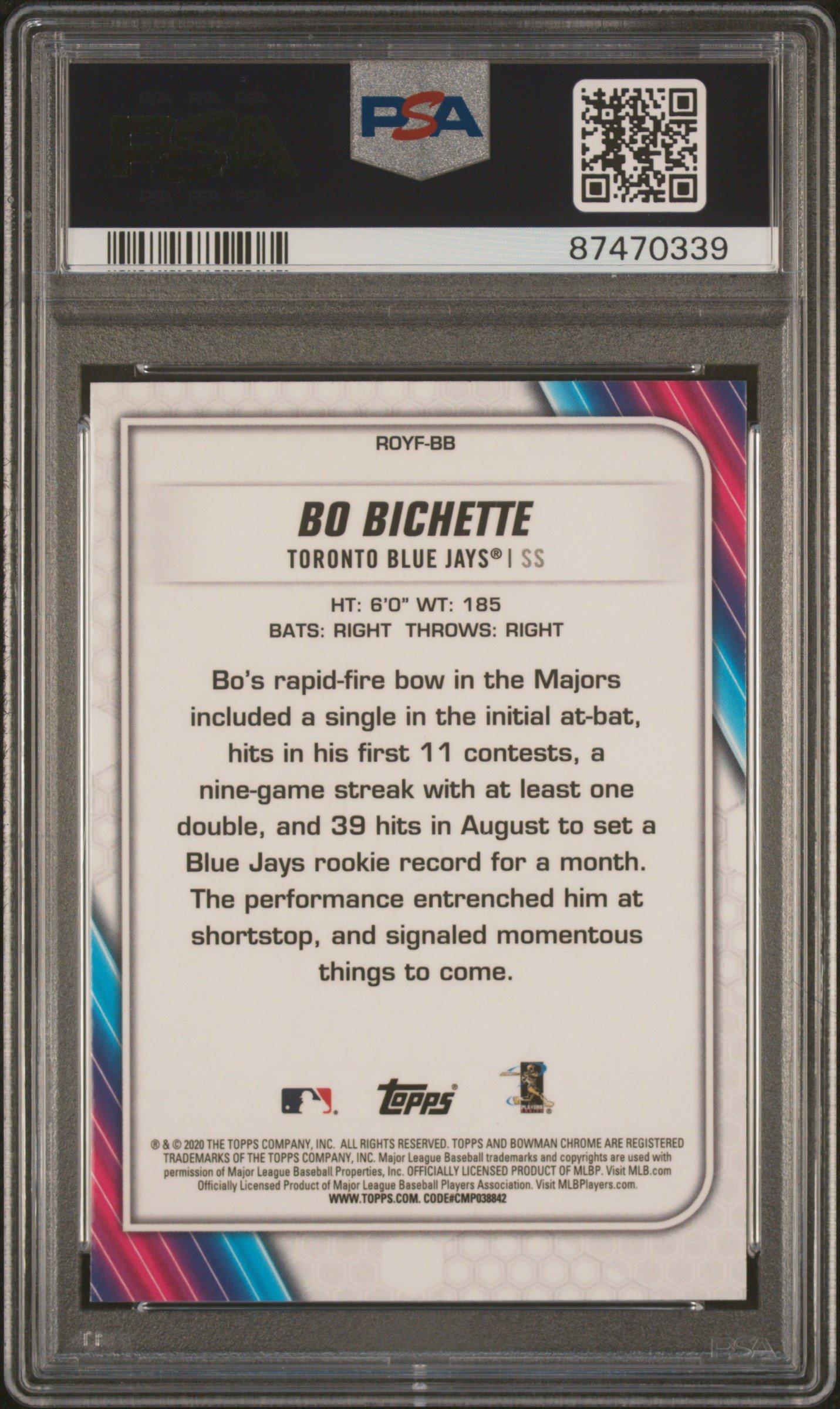 2020 Bowman Chrome Mega Box Rookie Of The Year Favorites Royfbb Bo Bichette PSA 10