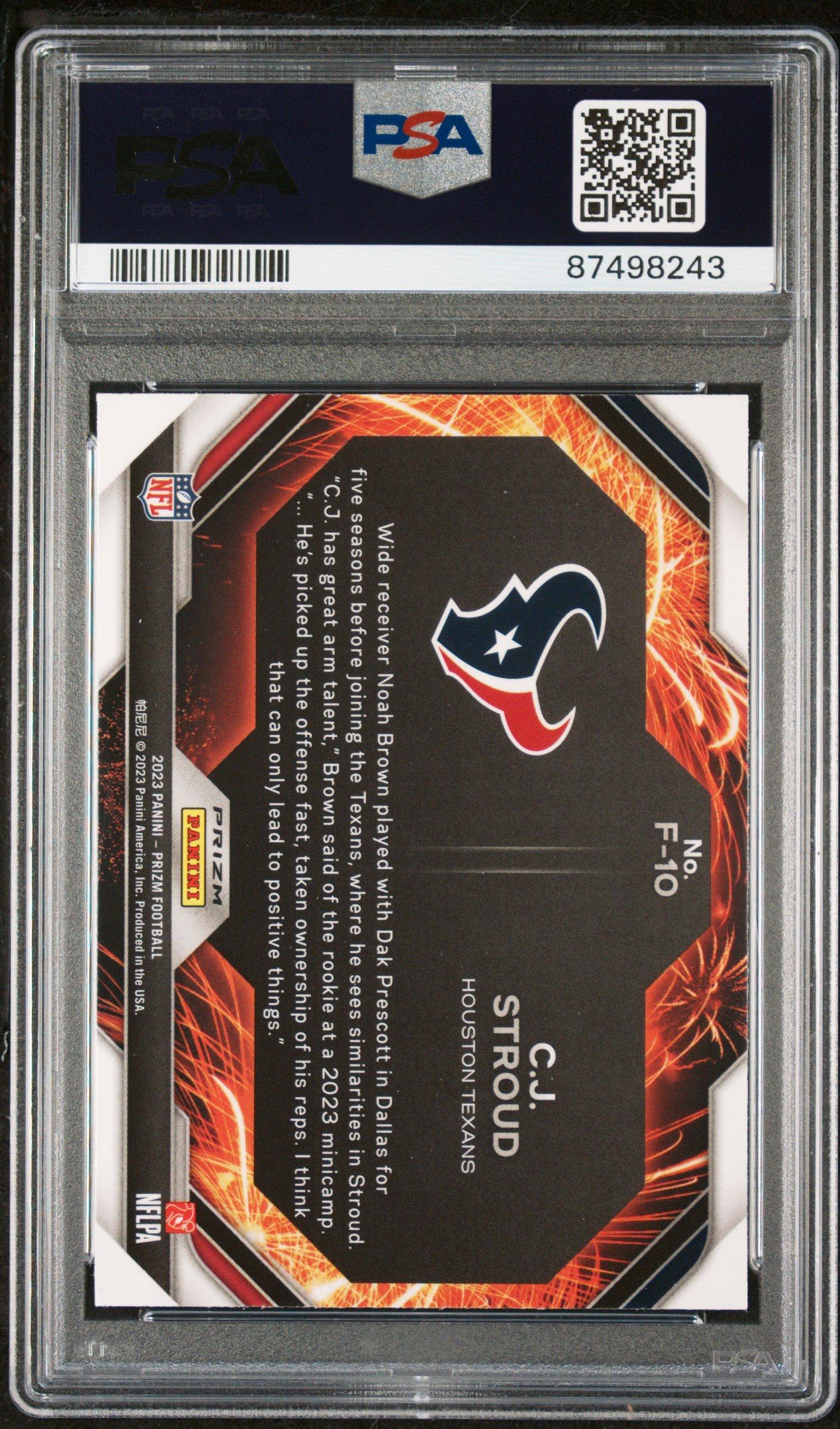 2023 Panini Prizm Fireworks F10 Cj Stroud Silver Prizm PSA 10
