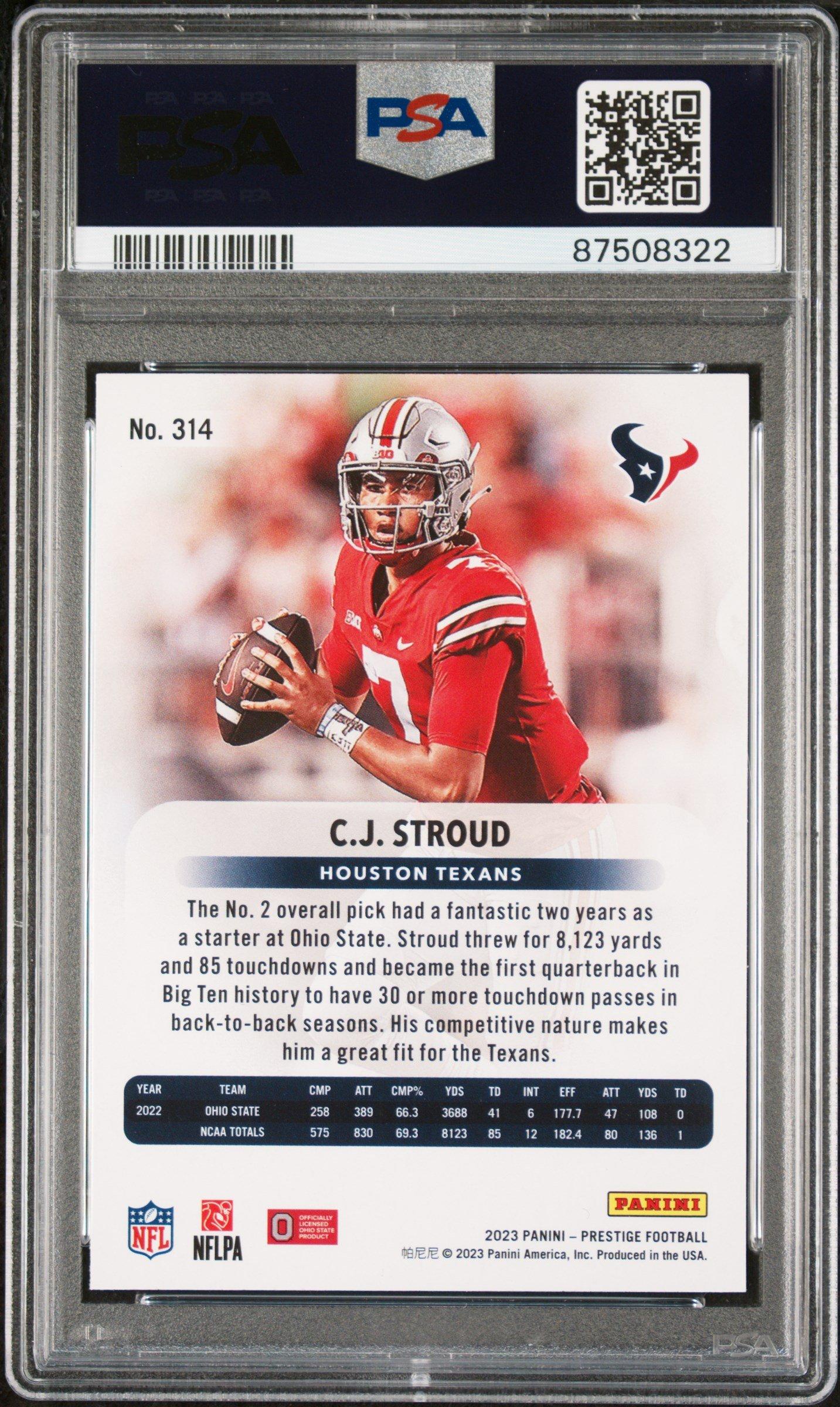 2023 Panini Prestige 314 Cj Stroud Diamond Xtra Points PSA 10