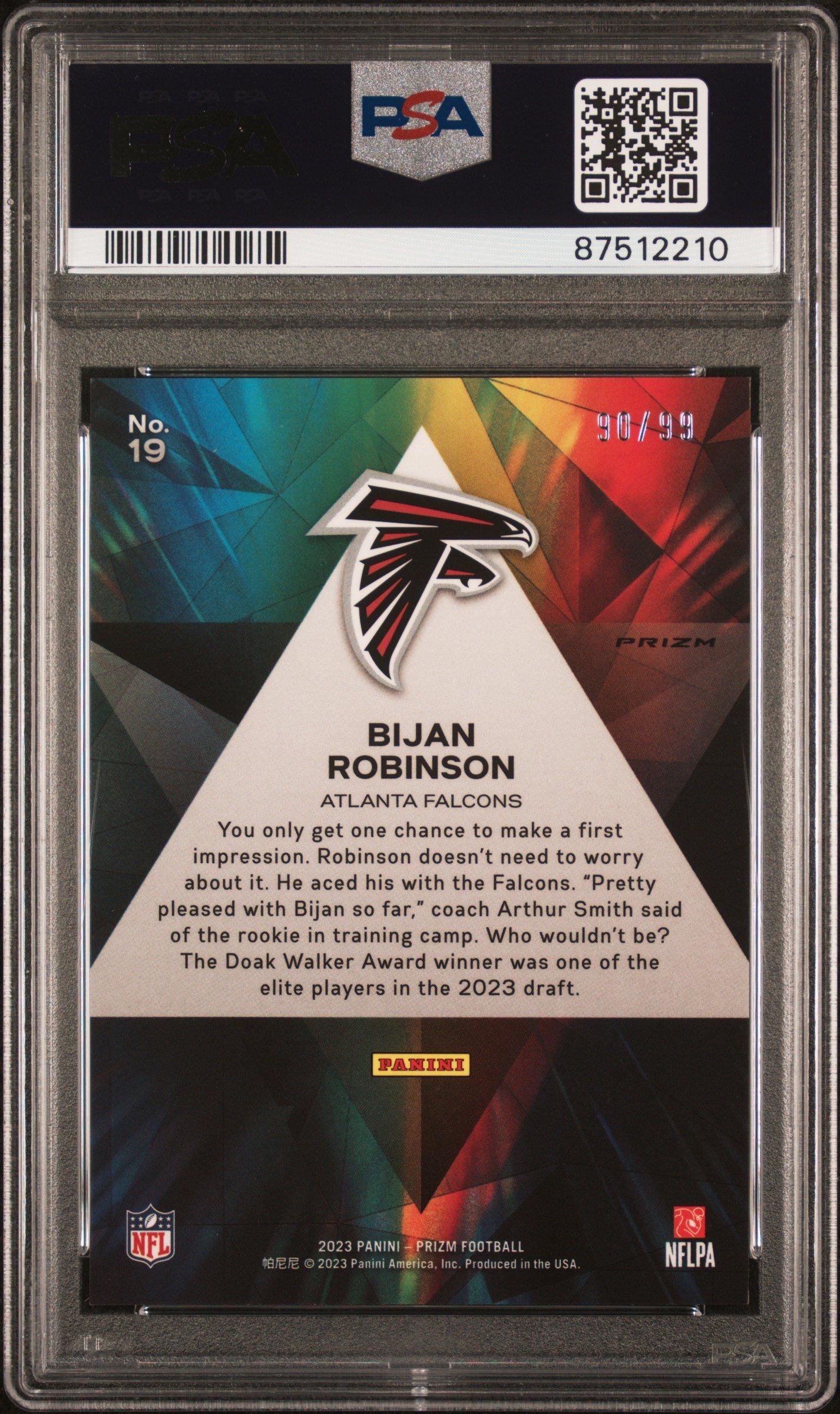 2023 Panini Prizm Prizmatic 19 Bijan Robinson Blue Ice PSA 10