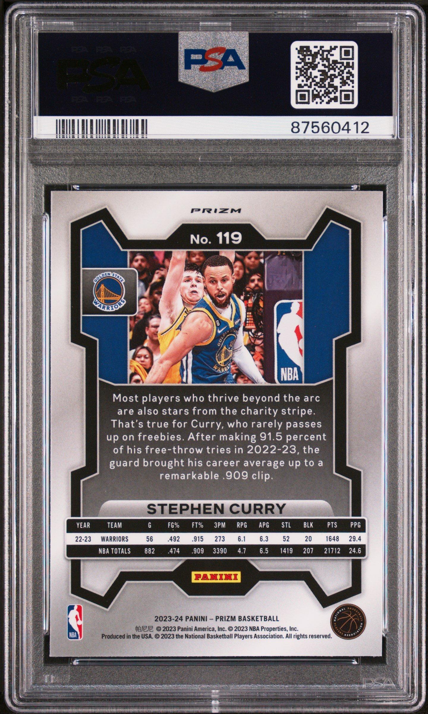2023 Panini Prizm 119 Stephen Curry Ruby Wave PSA 10