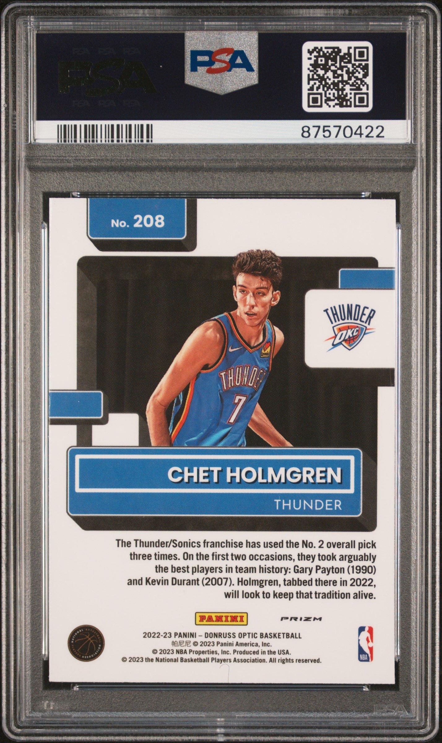 2022 Panini Donruss Optic 208 Chet Holmgren Choice PSA 10