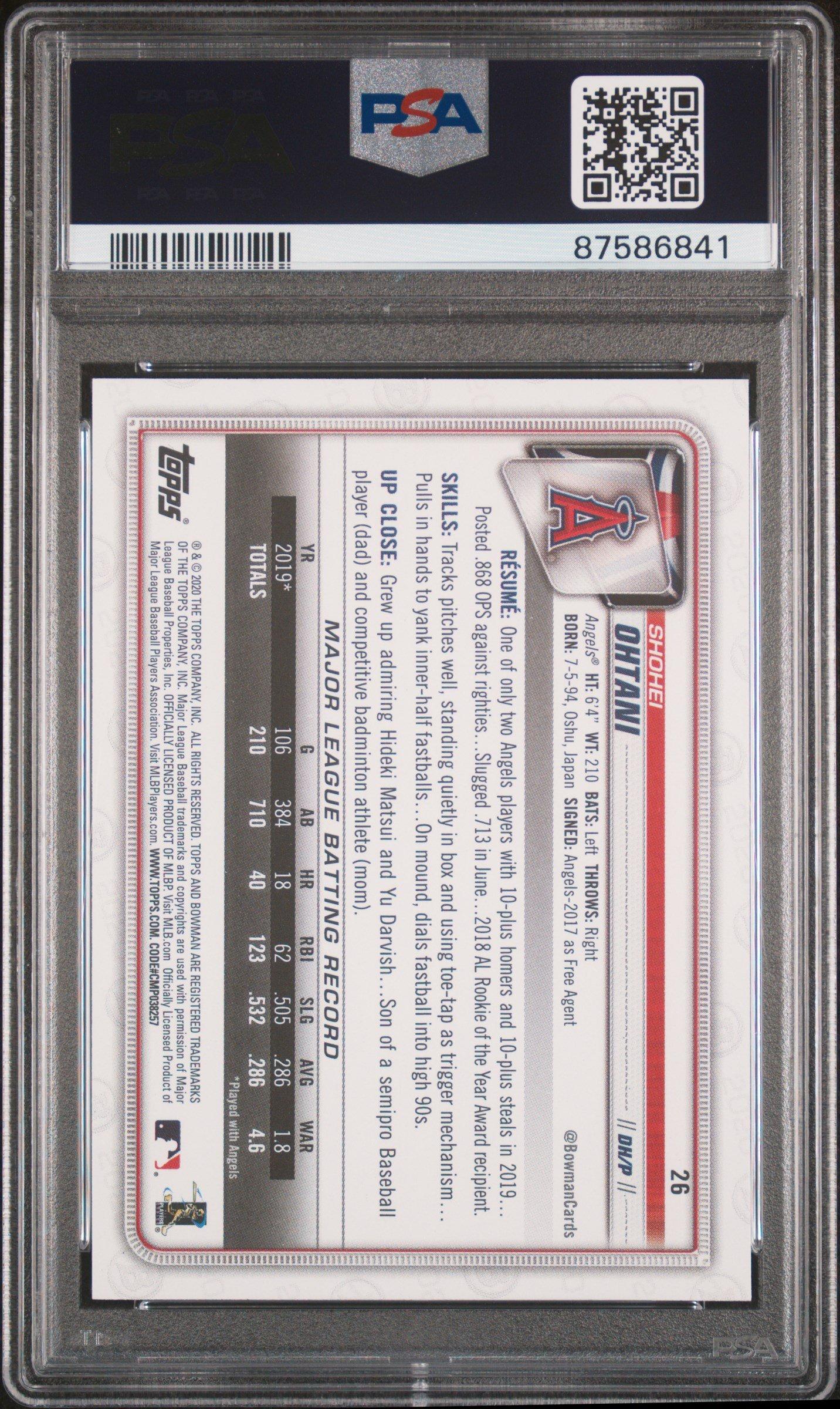 2020 Bowman 26 Shohei Ohtani PSA 10