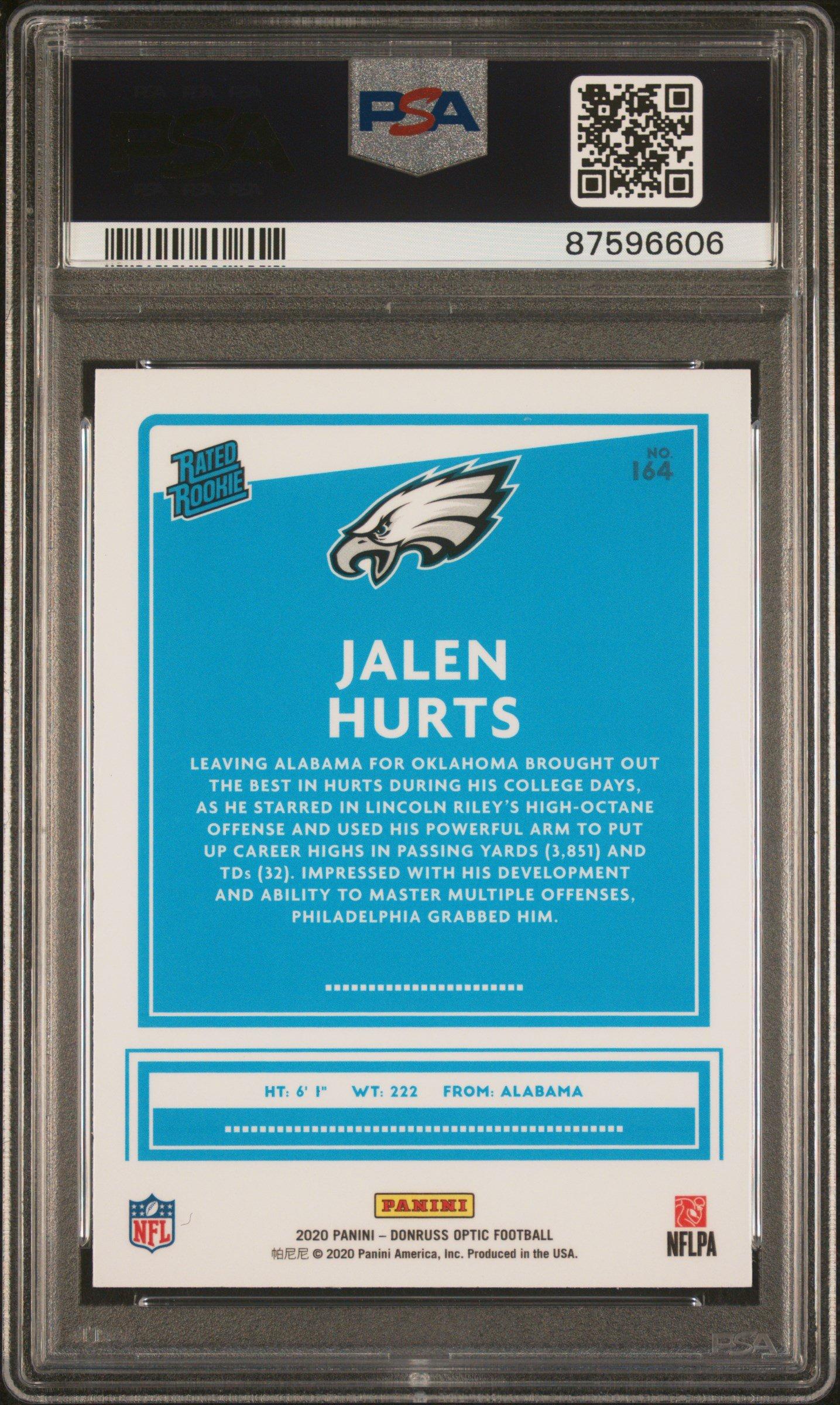 2020 Panini Donruss Optic 164 Jalen Hurts PSA 10