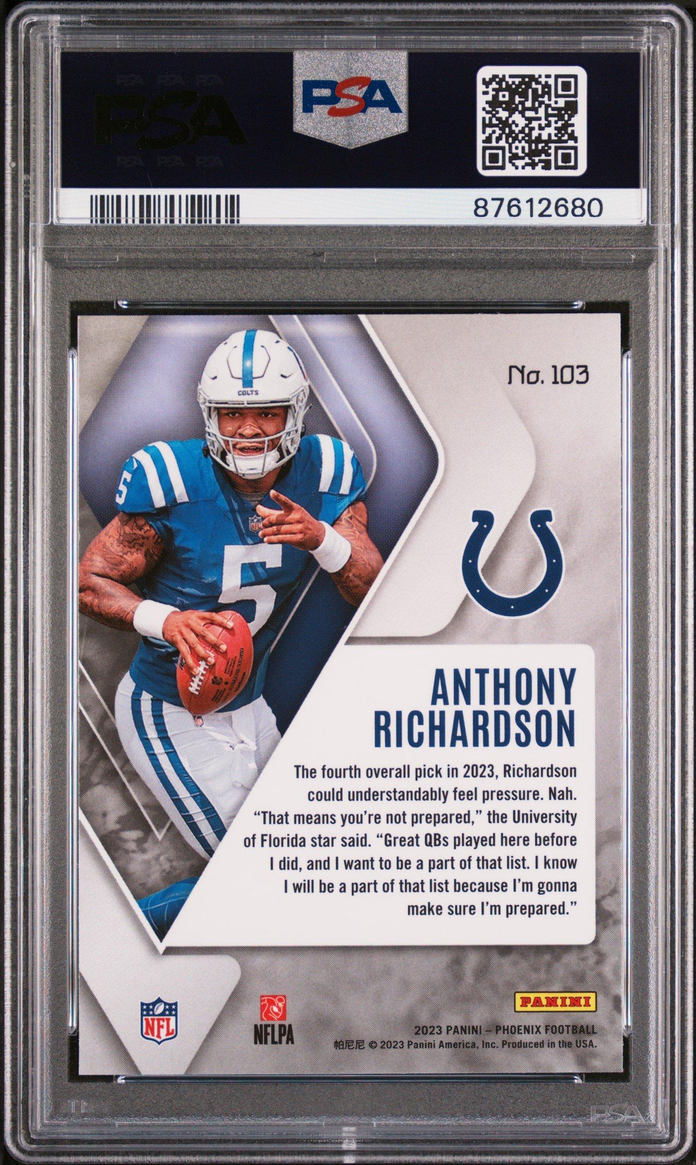 2023 Panini Phoenix 103 Anthony Richardson Silver PSA 9