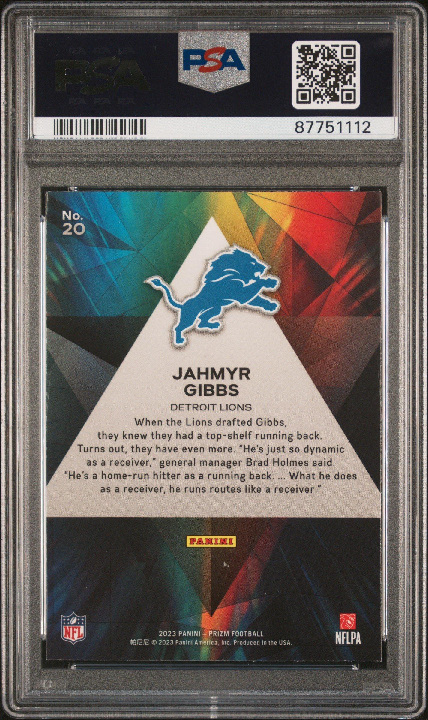 2023 Panini Prizm Prizmatic 20 Jahmyr Gibbs PSA