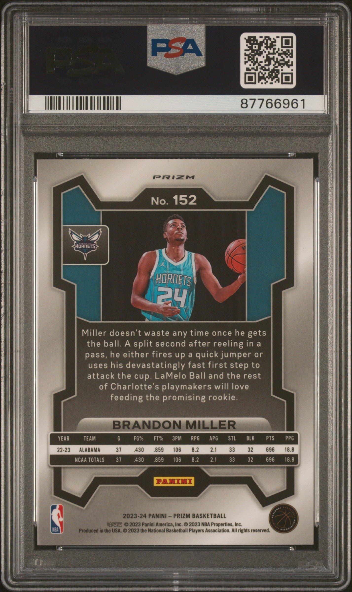 2023 Panini Prizm 152 Brandon Miller PSA