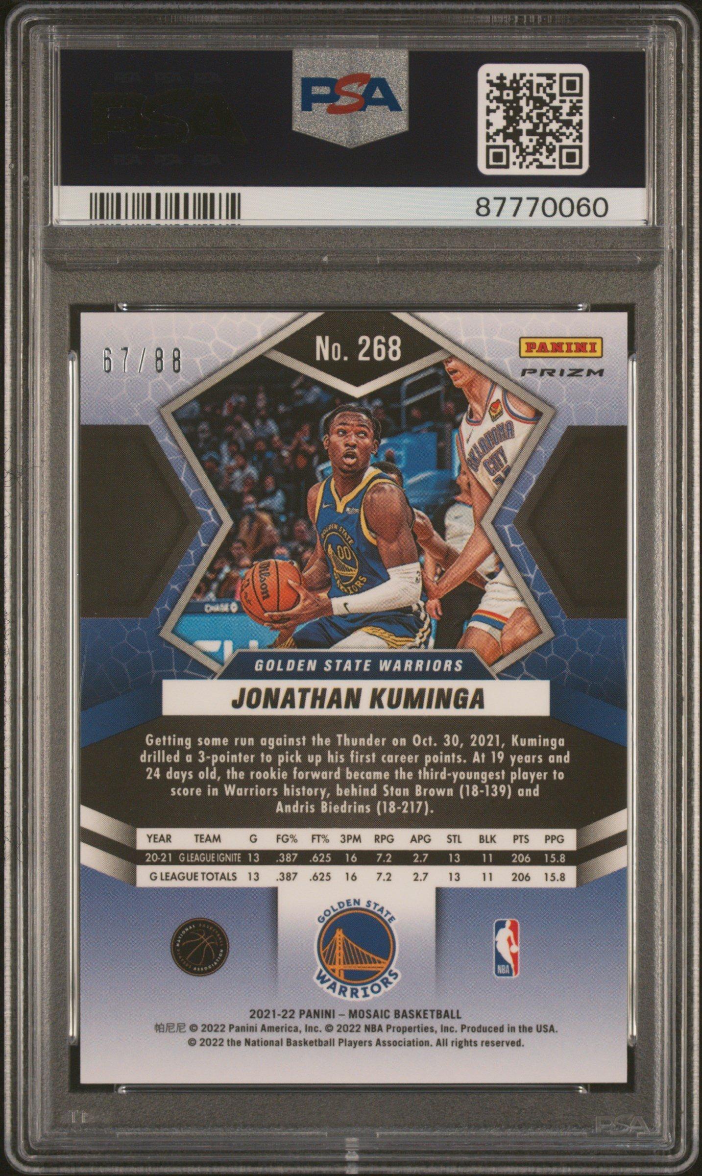 2021 Panini Mosaic 268 Jonathan Kuminga Fusion Red/yellow Choice PSA 10