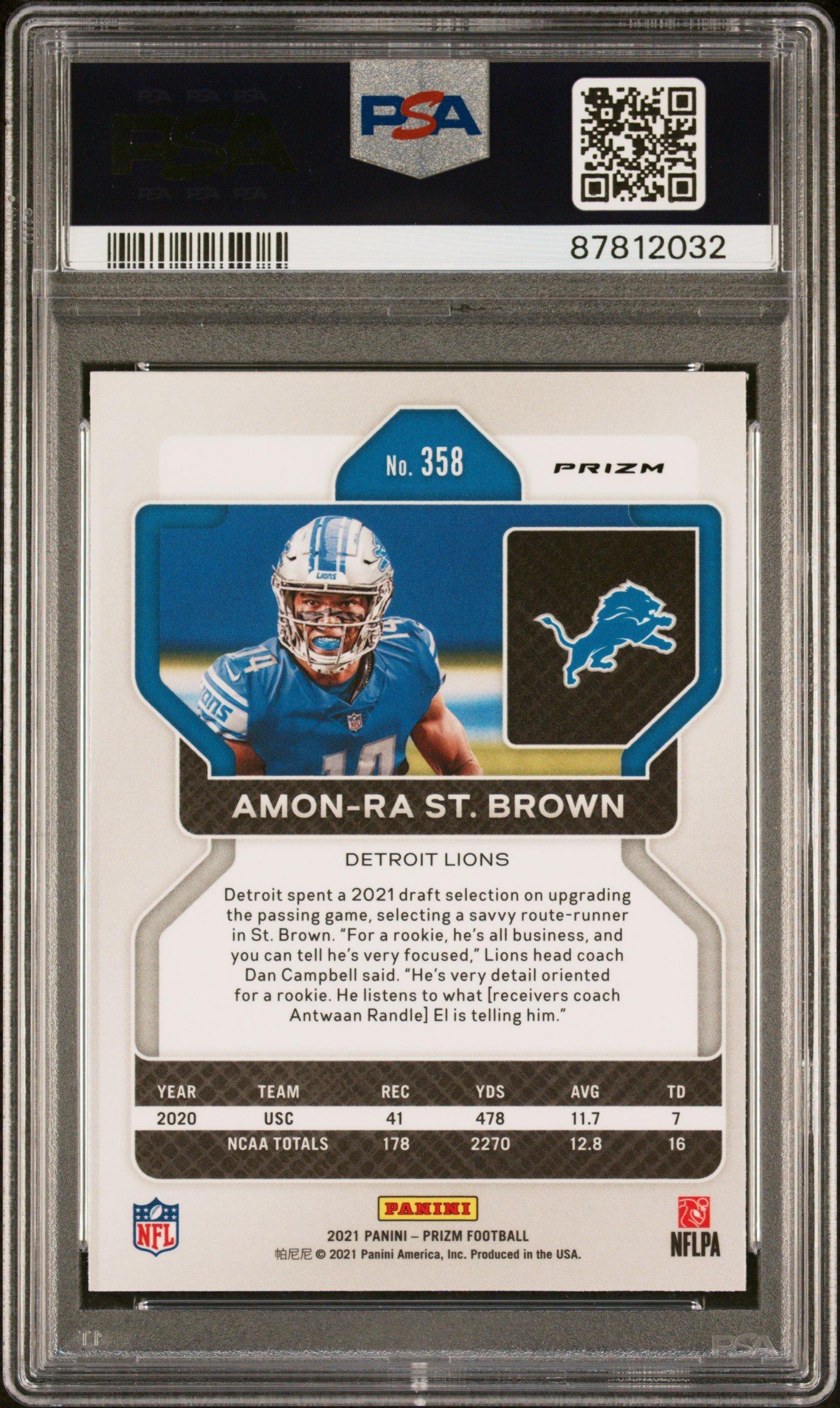 2021 Panini Prizm 358 Amon-ra St. Brown Red Ice PSA 9