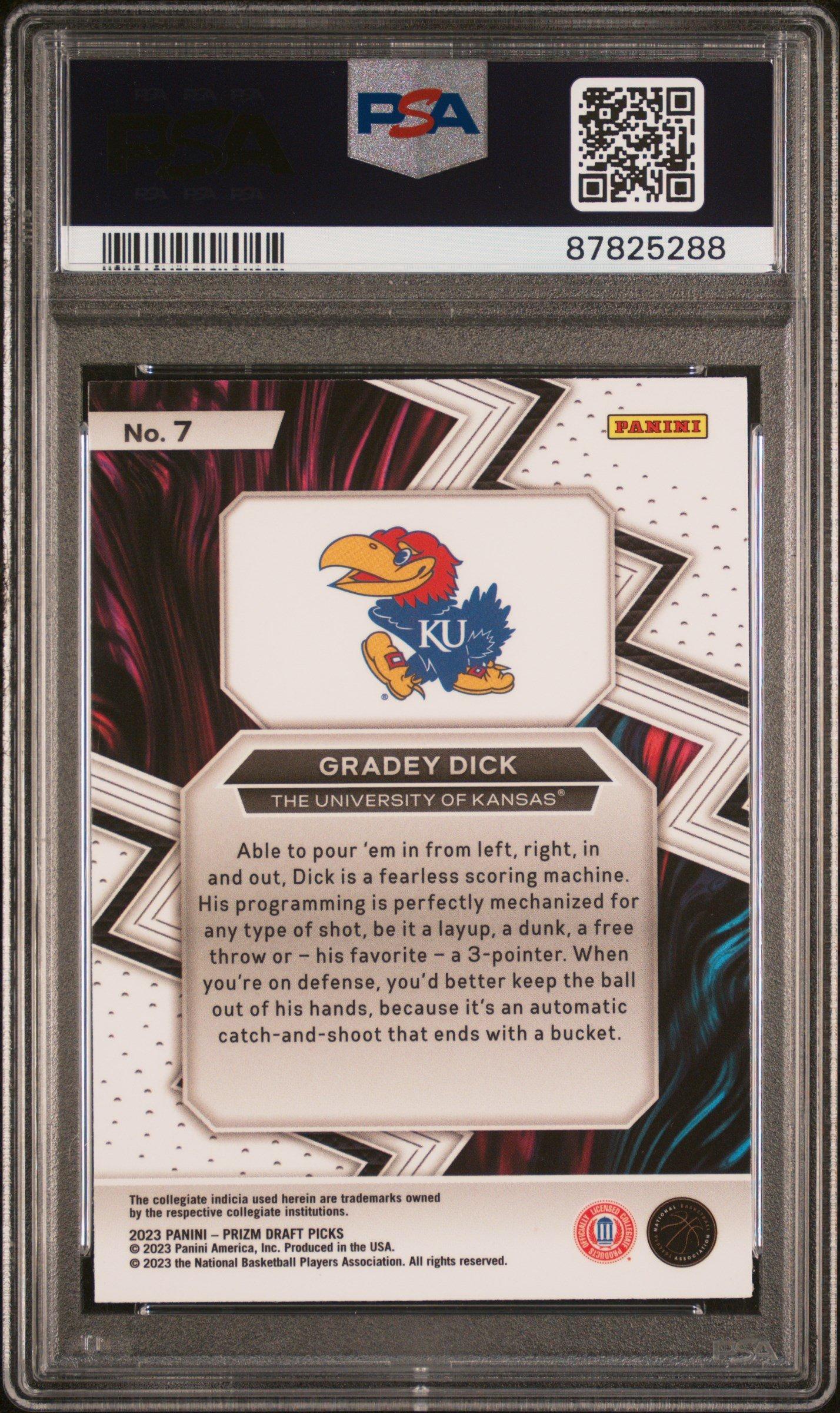 2023 Panini Prizm Draft Picks Fearless 7 Gradey Dick PSA 10