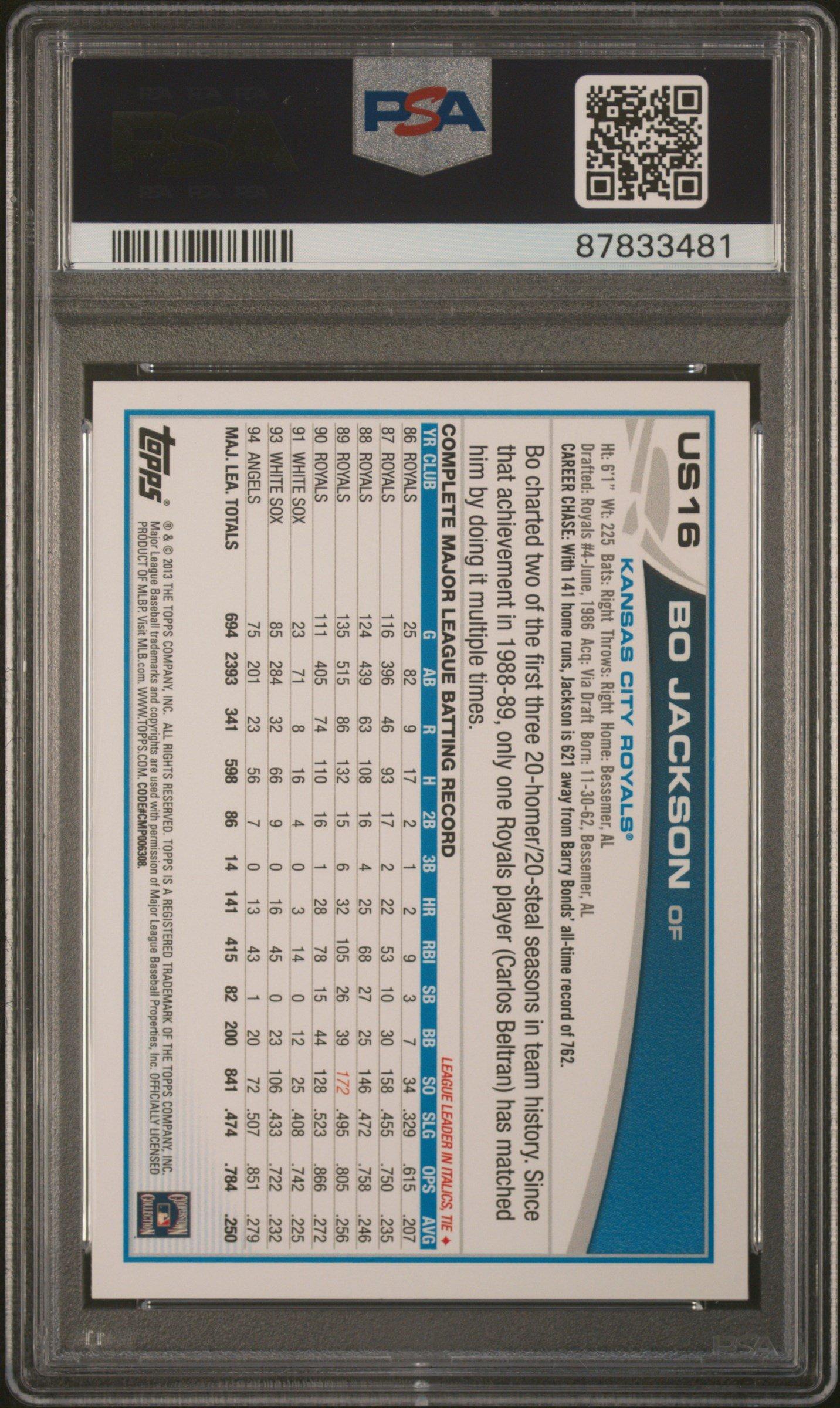 2013 Topps Update Us16 Bo Jackson Tipping Cap PSA 10