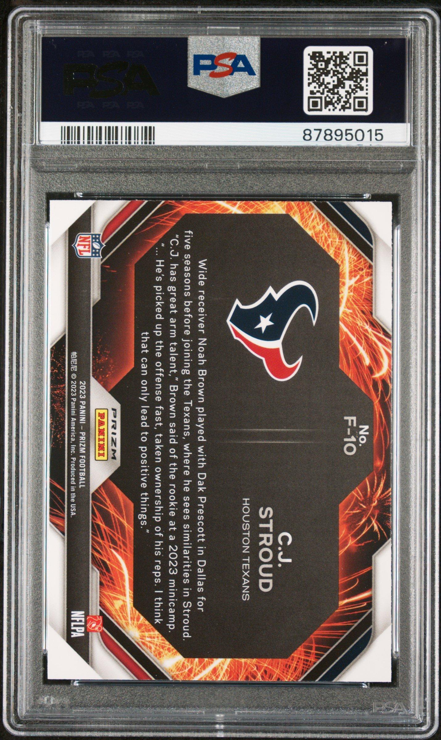 2023 Panini Prizm Fireworks F10 Cj Stroud Green Ice PSA 10