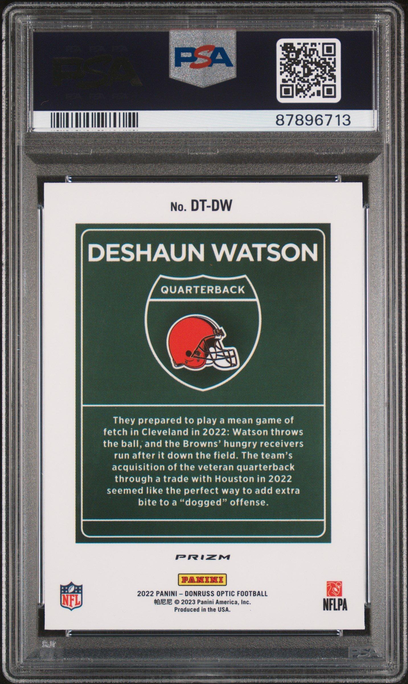 2022 Panini Donruss Optic Downtown Dtdw Deshaun Watson PSA 10