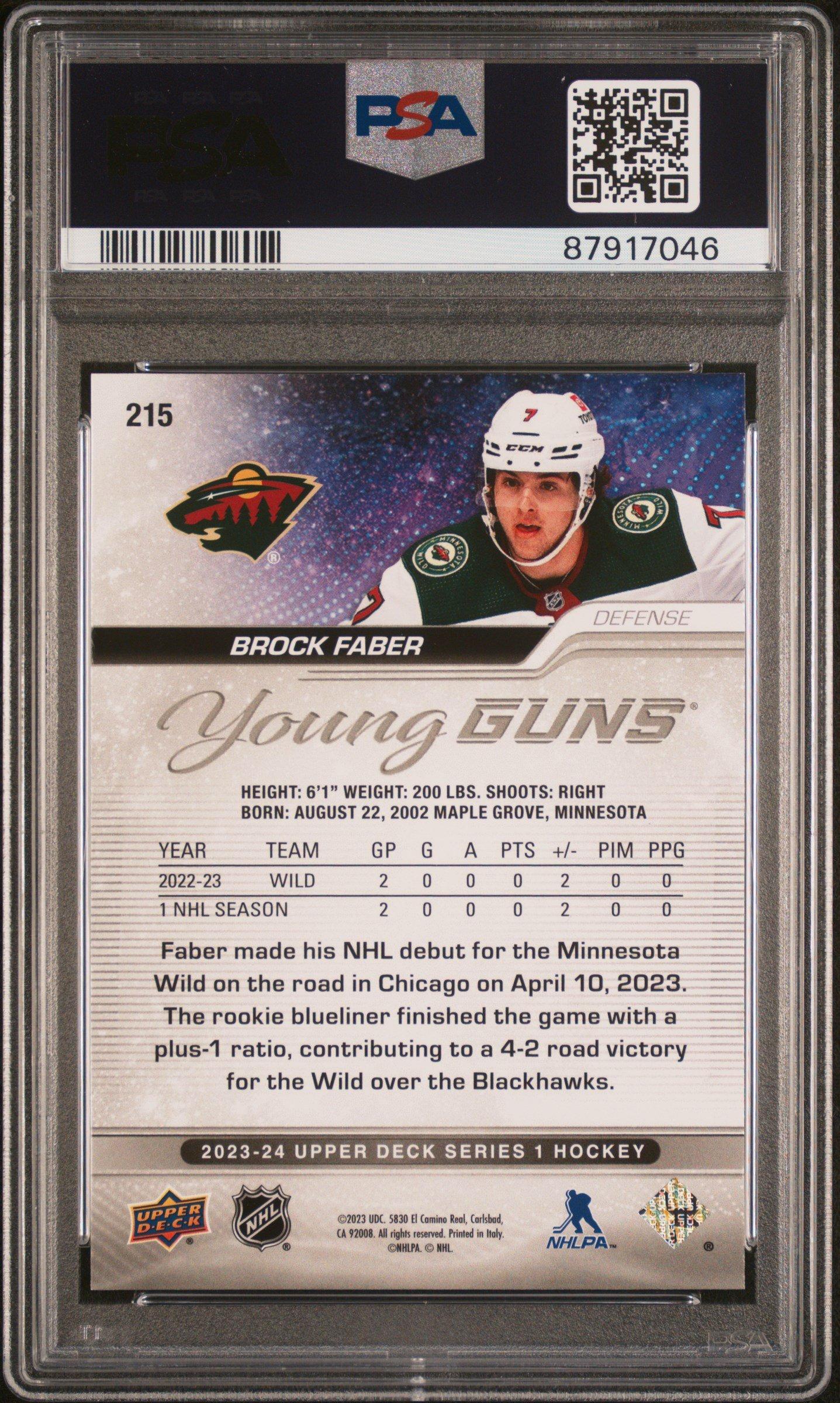 2023 Upper Deck 215 Brock Faber PSA 9