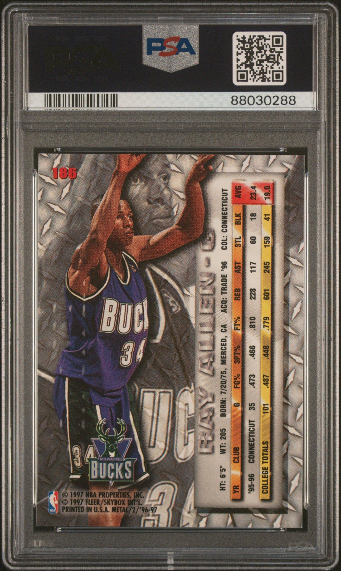 1996 Metal 186 Ray Allen PSA 10