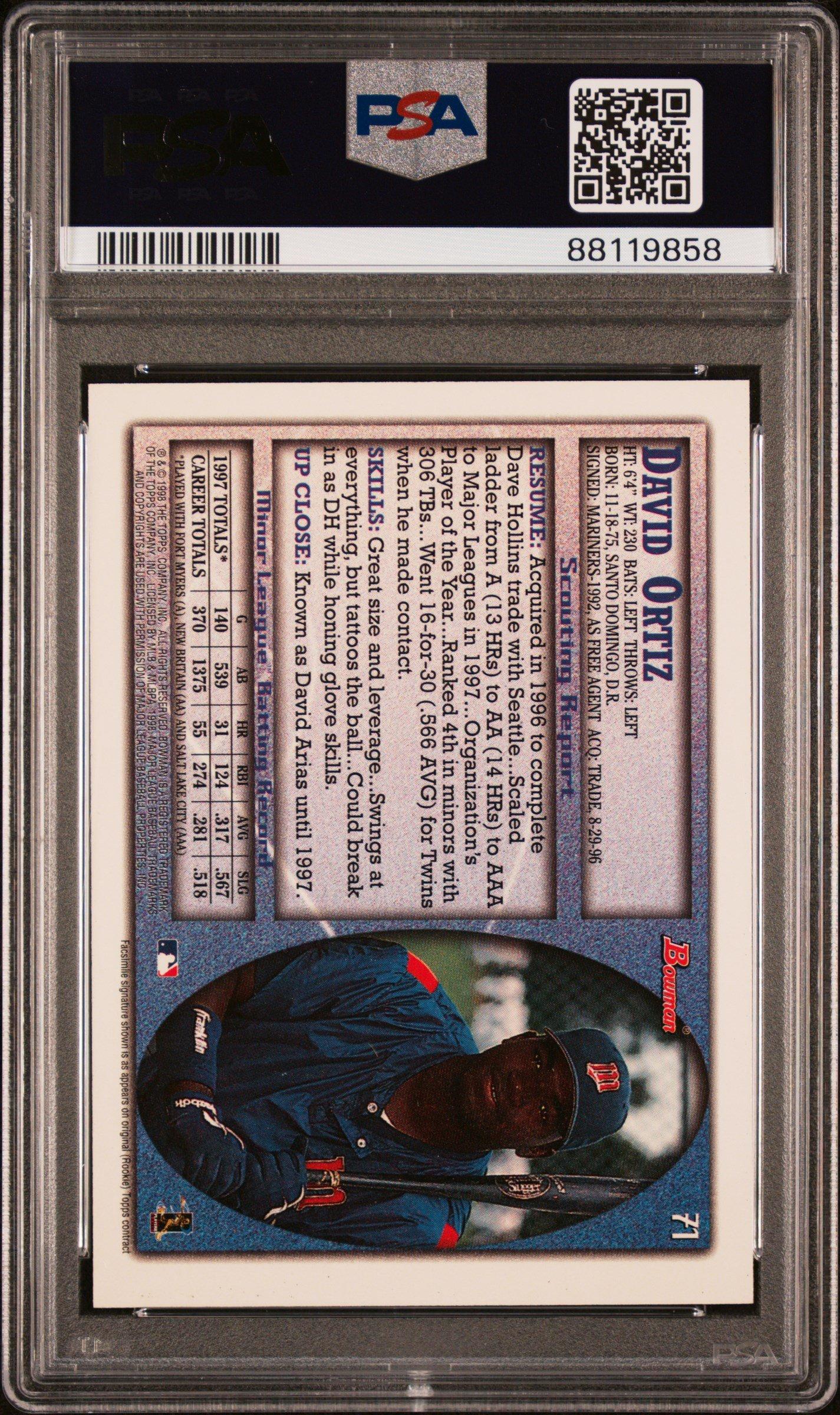 1998 Bowman 71 David Ortiz PSA 10