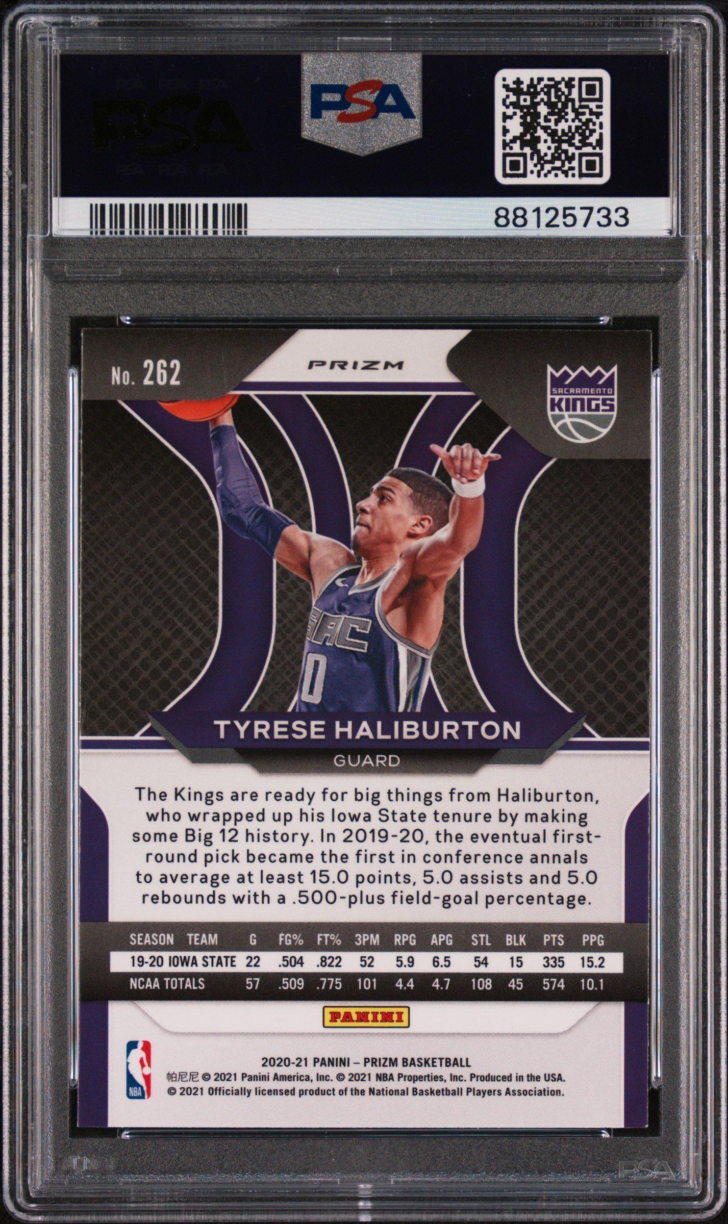 2020 Panini Prizm 262 Tyrese Haliburton Orange Ice PSA 9