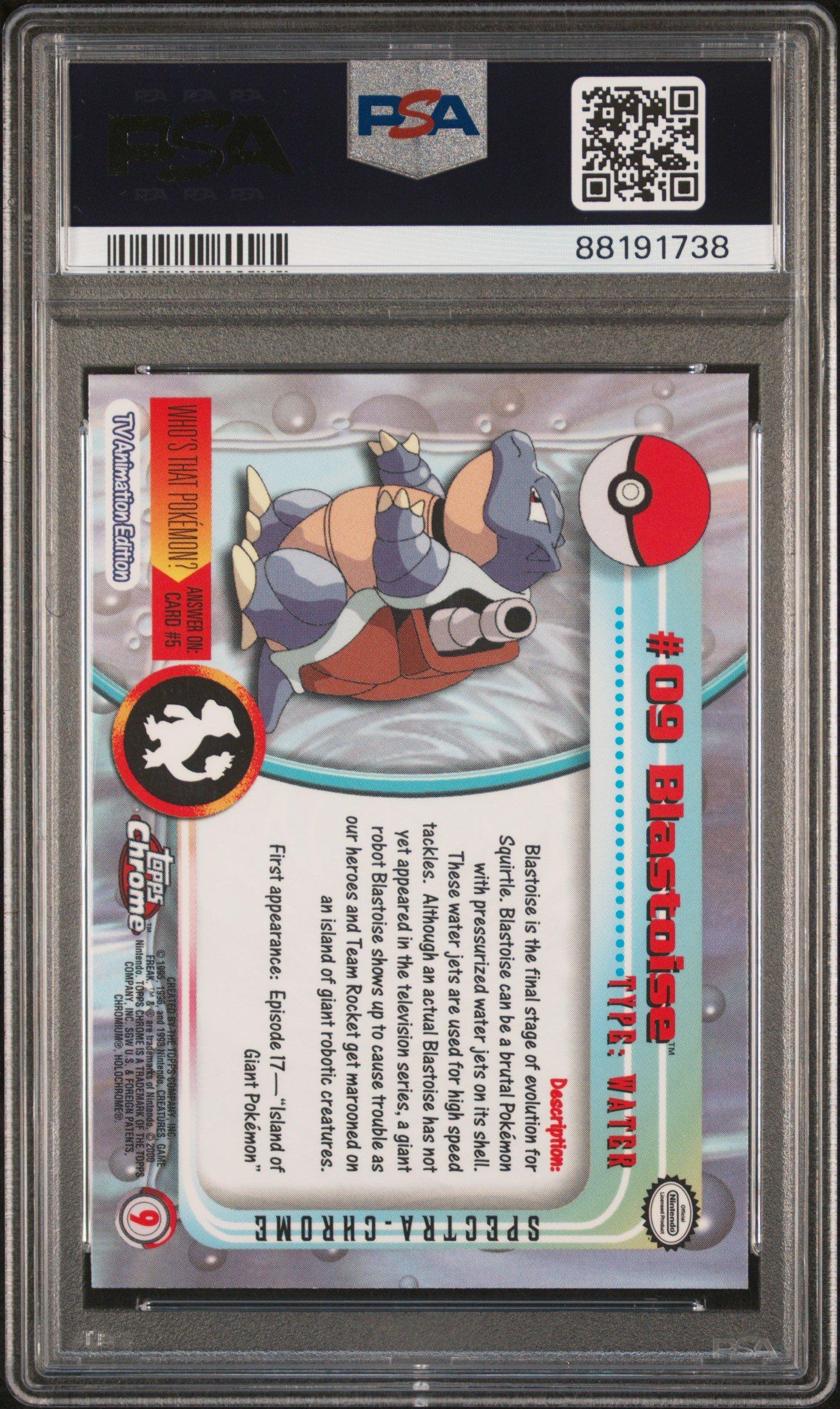 2000 Topps Chrome Pokemon T.v. 9 Blastoise Spectra PSA 10