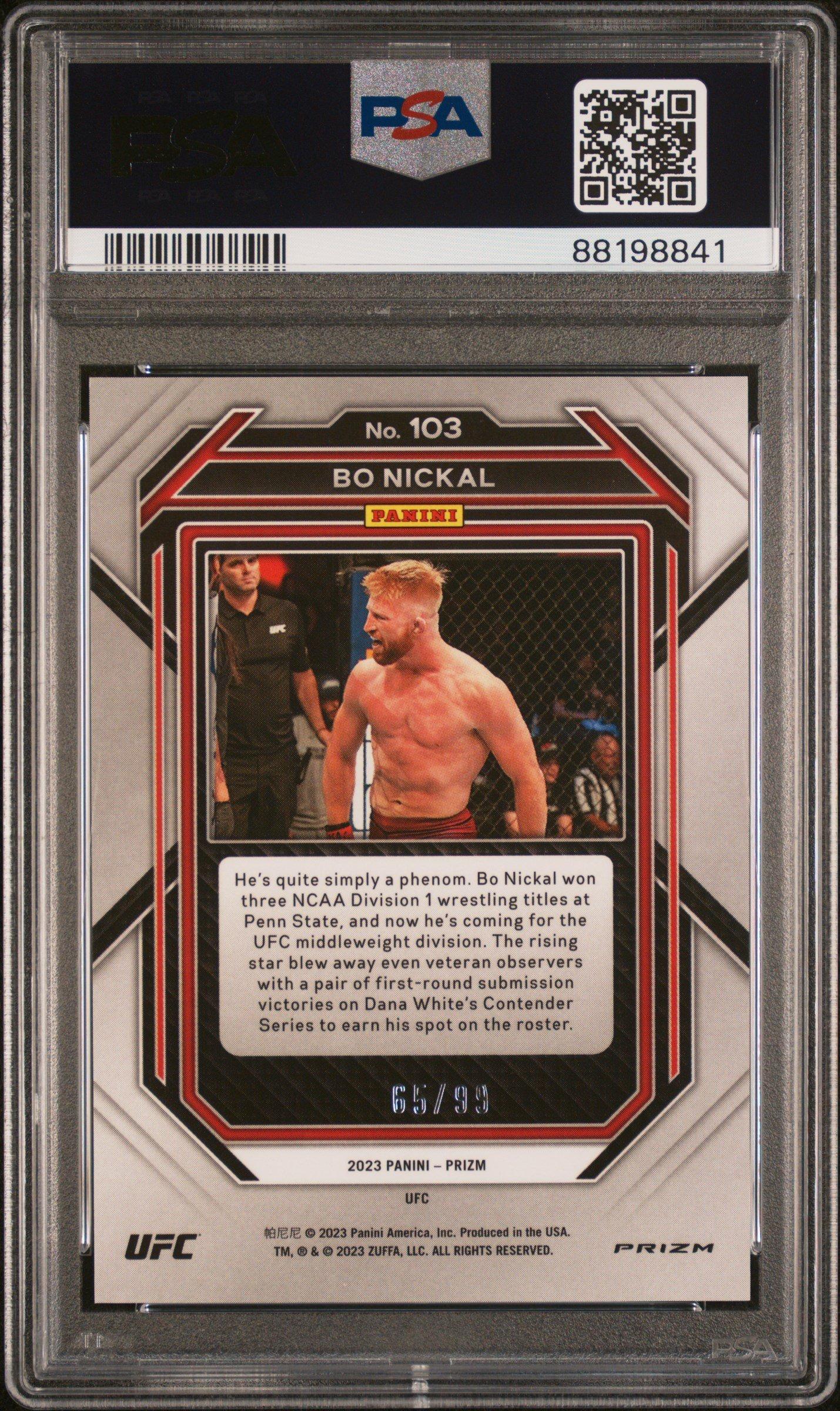 2023 Panini Prizm Ufc 103 Bo Nickal Orange Prizm PSA 10