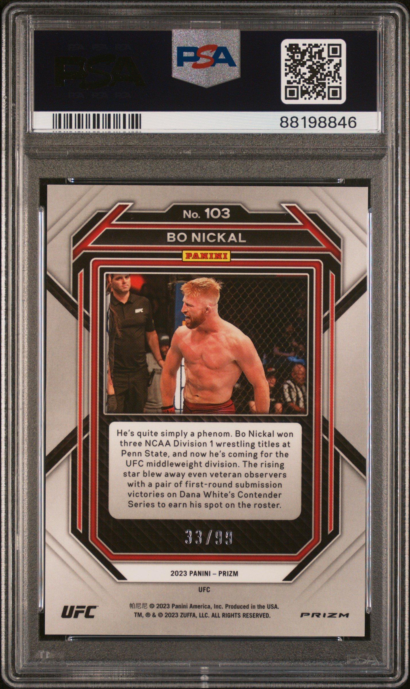 2023 Panini Prizm Ufc 103 Bo Nickal Undercard Red PSA 10