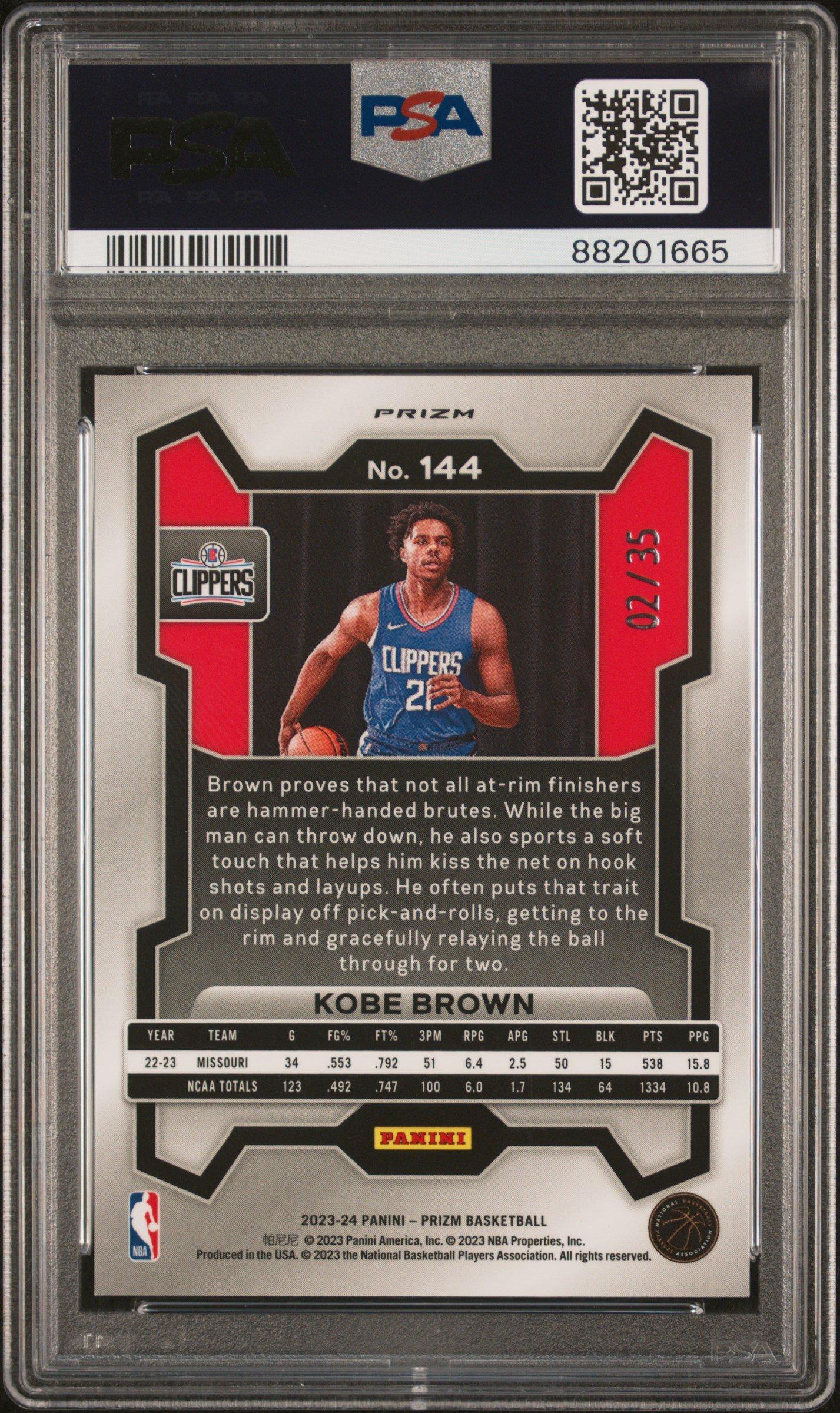 2023 Panini Prizm 144 Kobe Brown Blue Shimmer Fotl PSA 10
