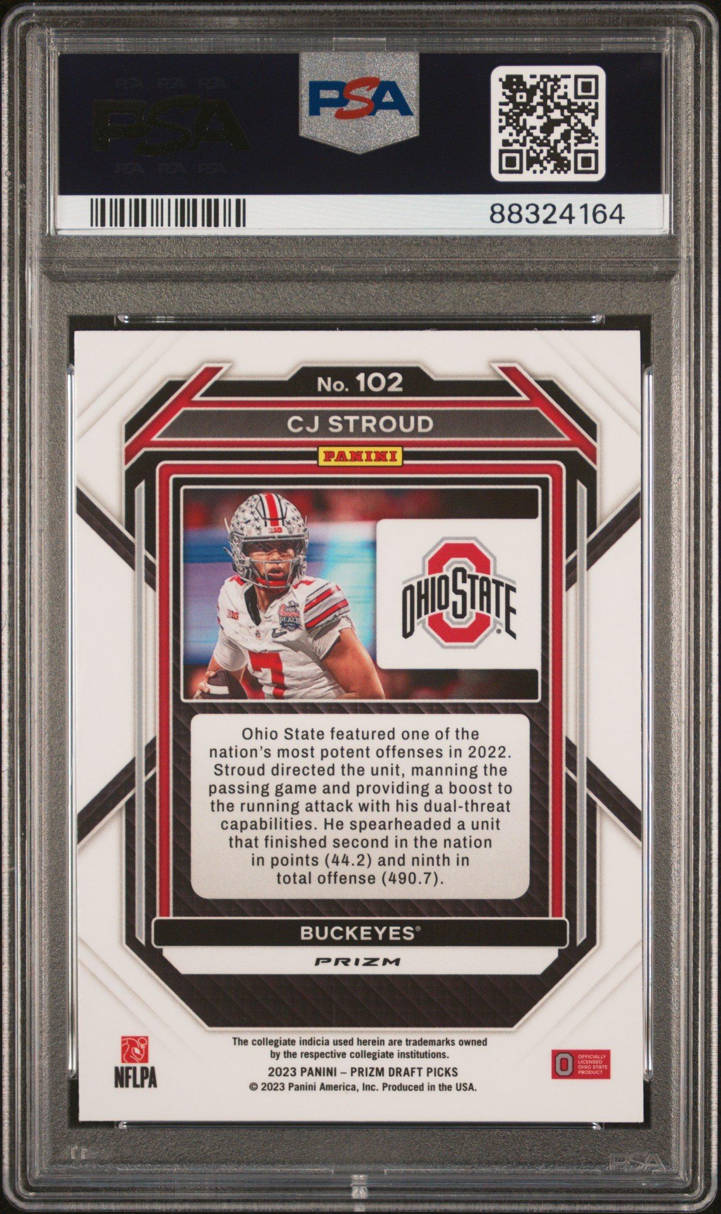 2023 Panini Prizm Draft Picks 102 Cj Stroud Red Ice PSA