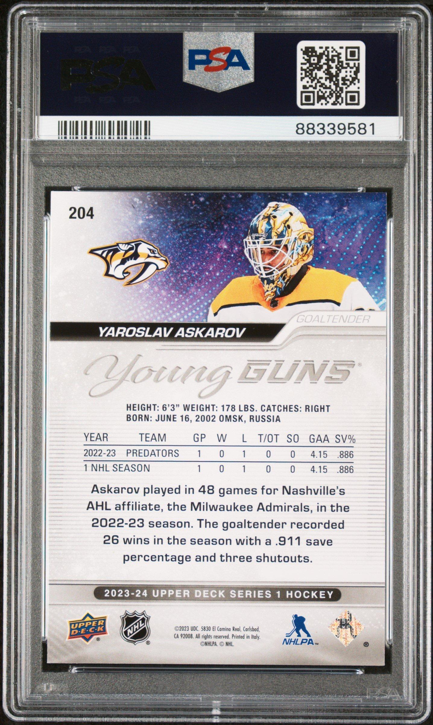 2023 Upper Deck 204 Yaroslav Askarov PSA 9