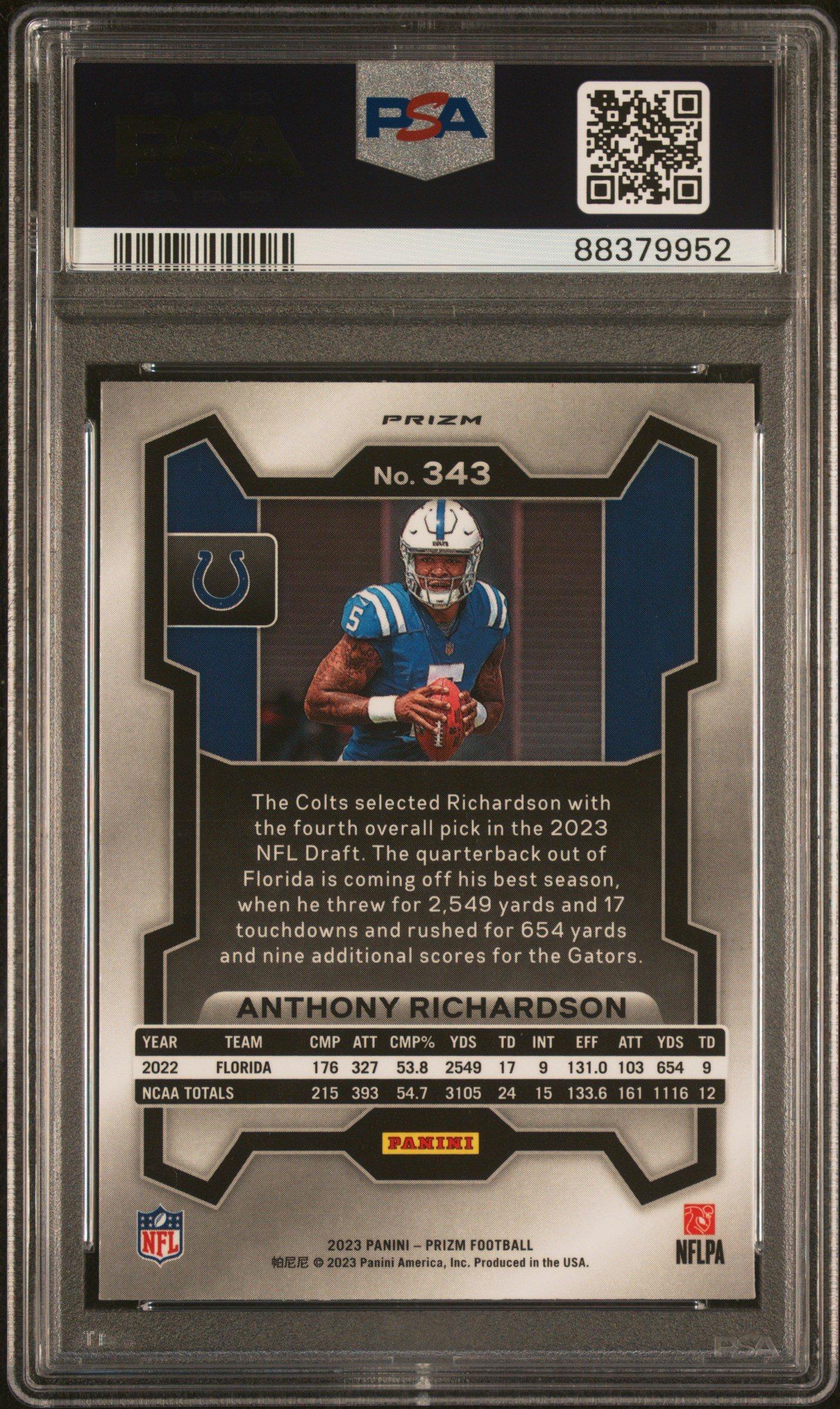 2023 Panini Prizm 343 Anthony Richardson Silver Prizm PSA
