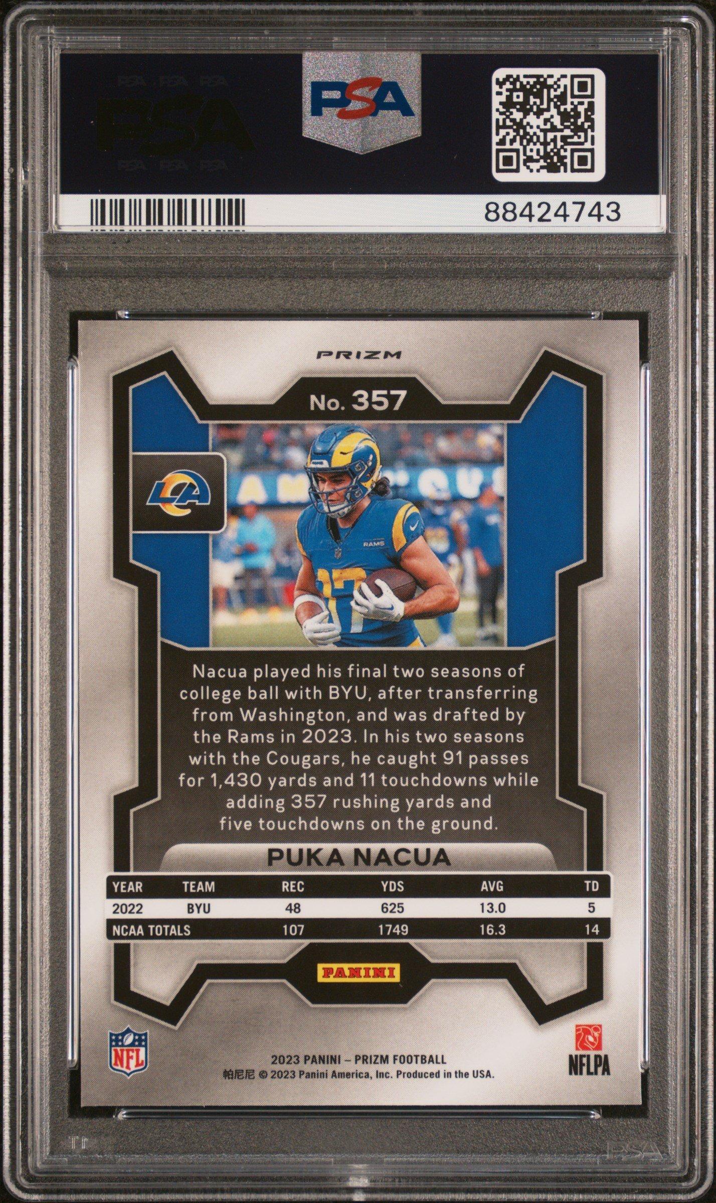 2023 Panini Prizm 357 Puka Nacua Lazer Prizm PSA