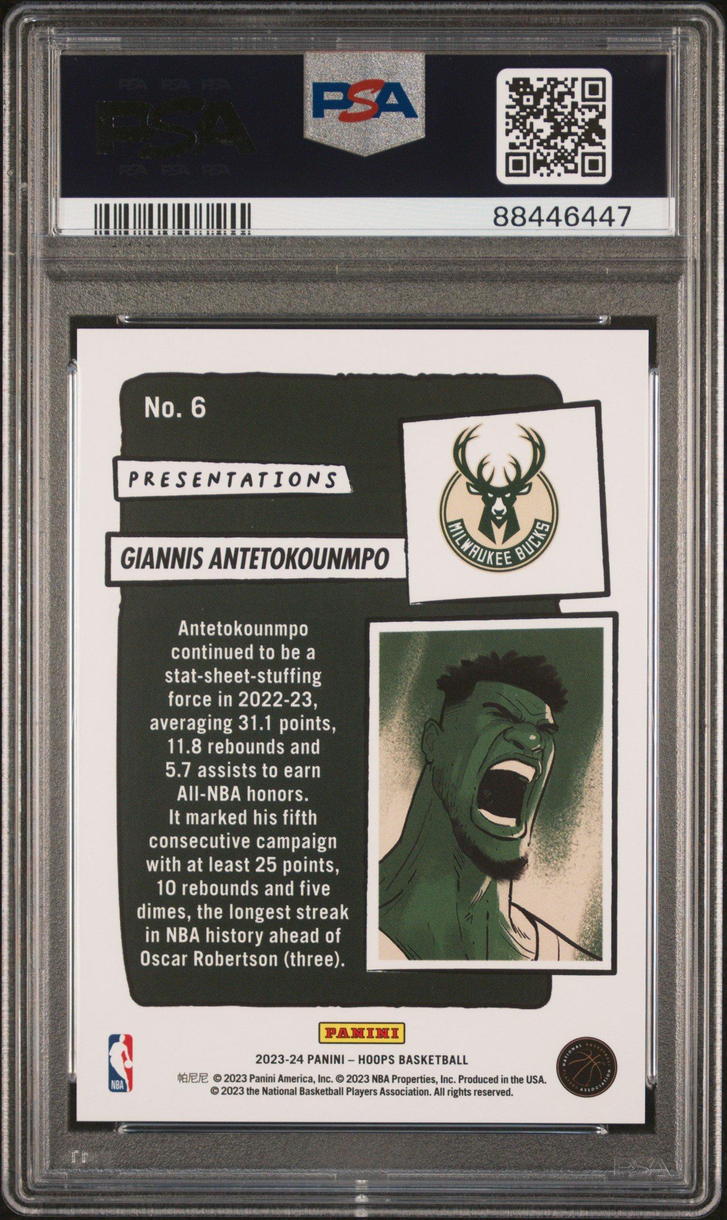 2023 Panini Nba Hoops Presentations 6 Giannis Antetokounmpo PSA 10