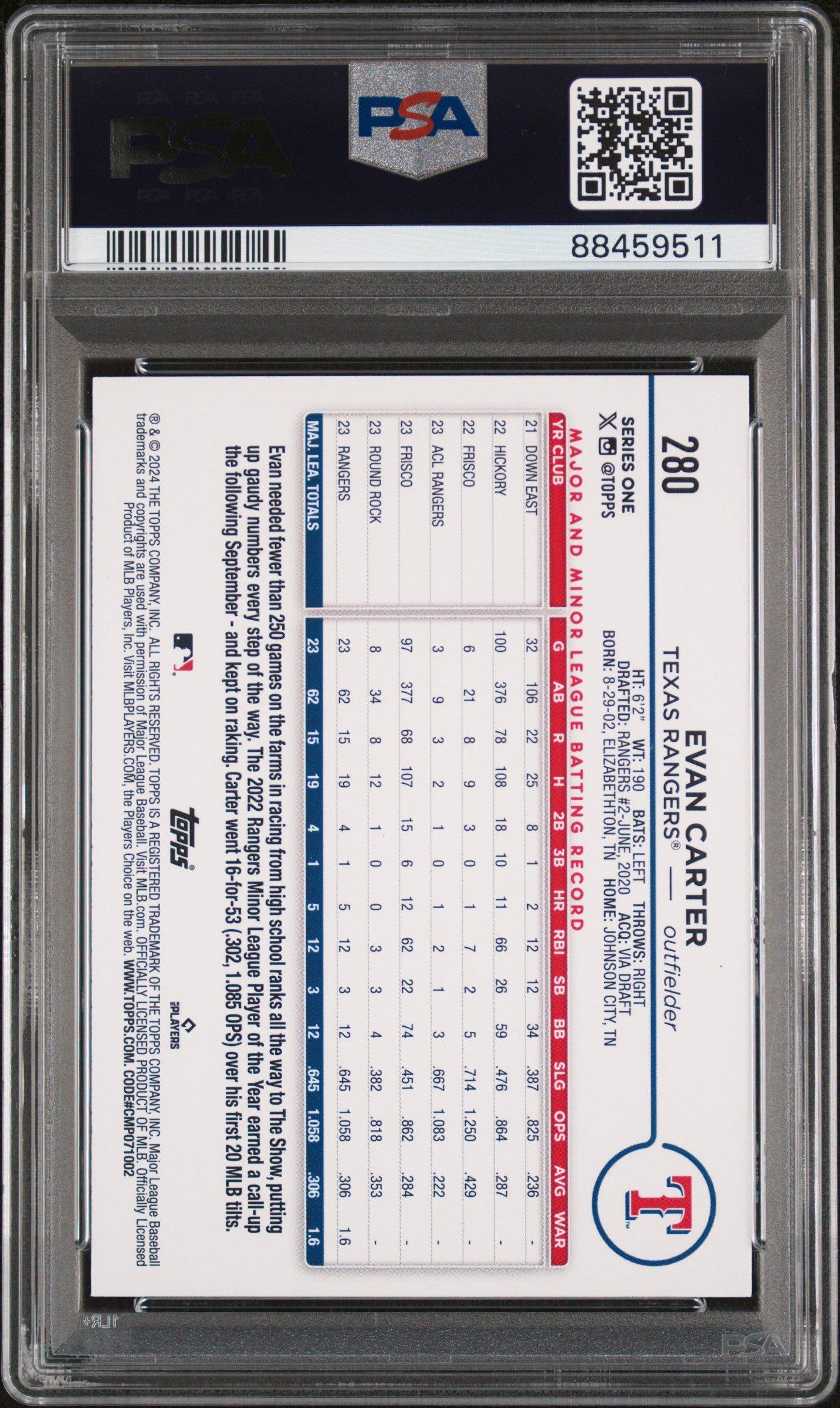 2024 Topps 280 Evan Carter PSA 10
