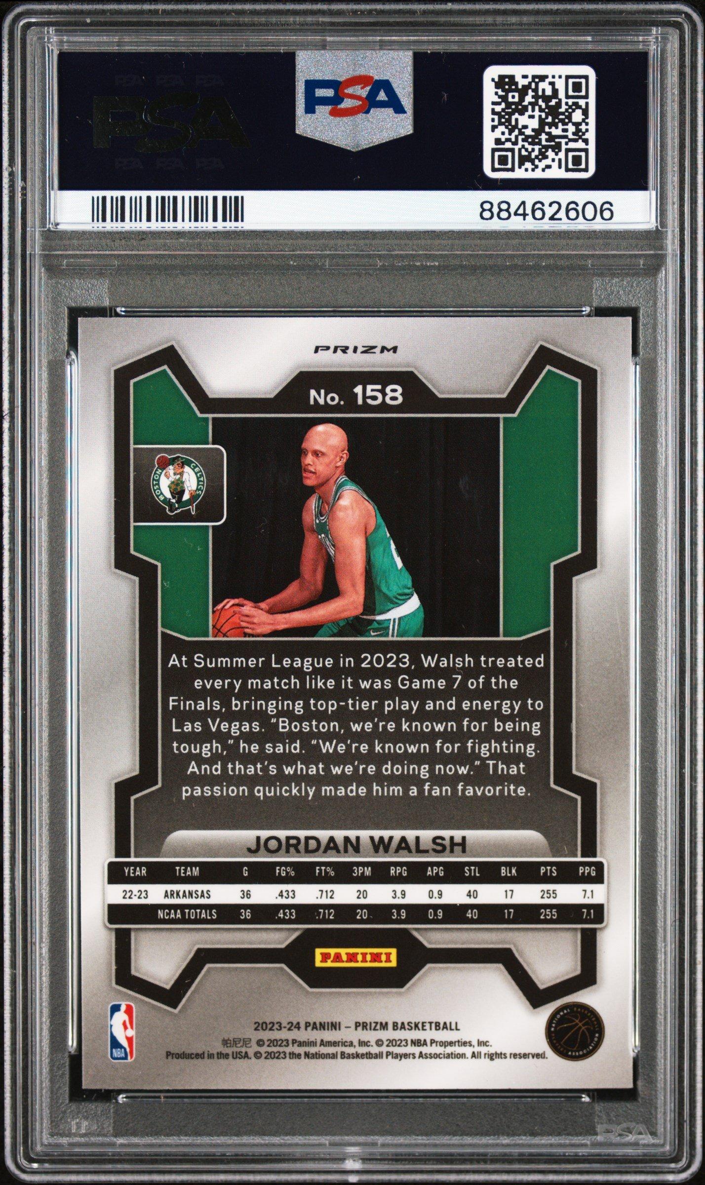 2023 Panini Prizm 158 Jordan Walsh Silver Prizm PSA 10