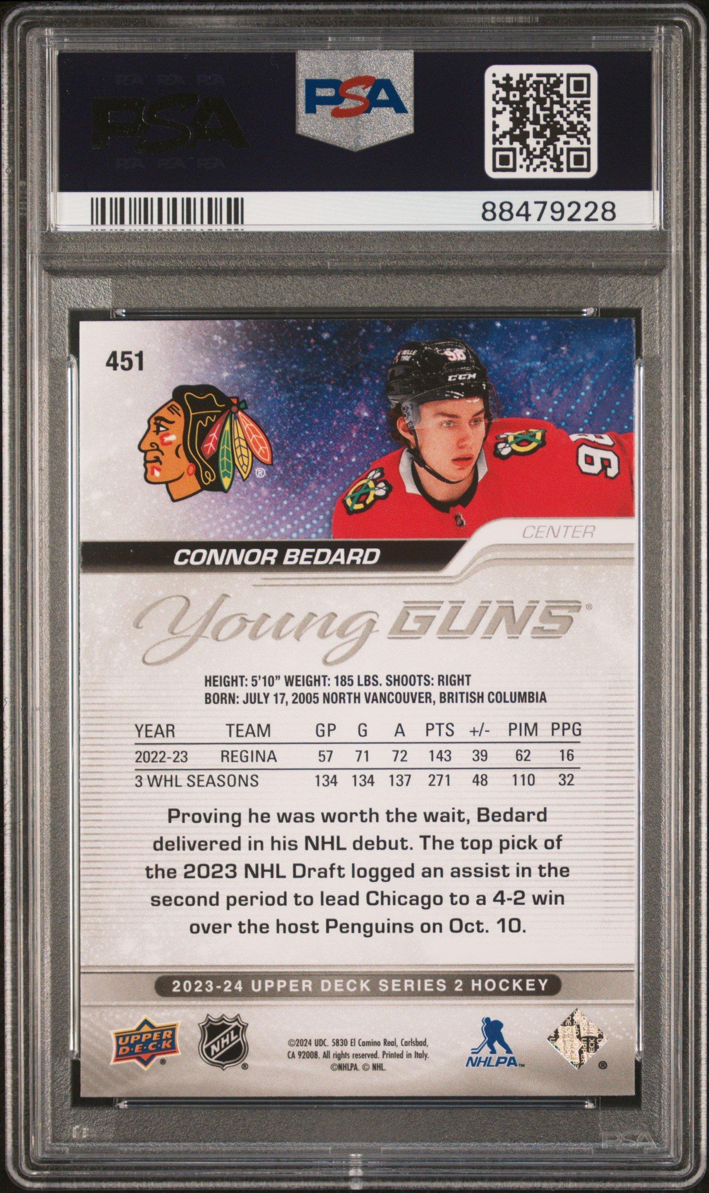 2023 Upper Deck 451 Connor Bedard PSA