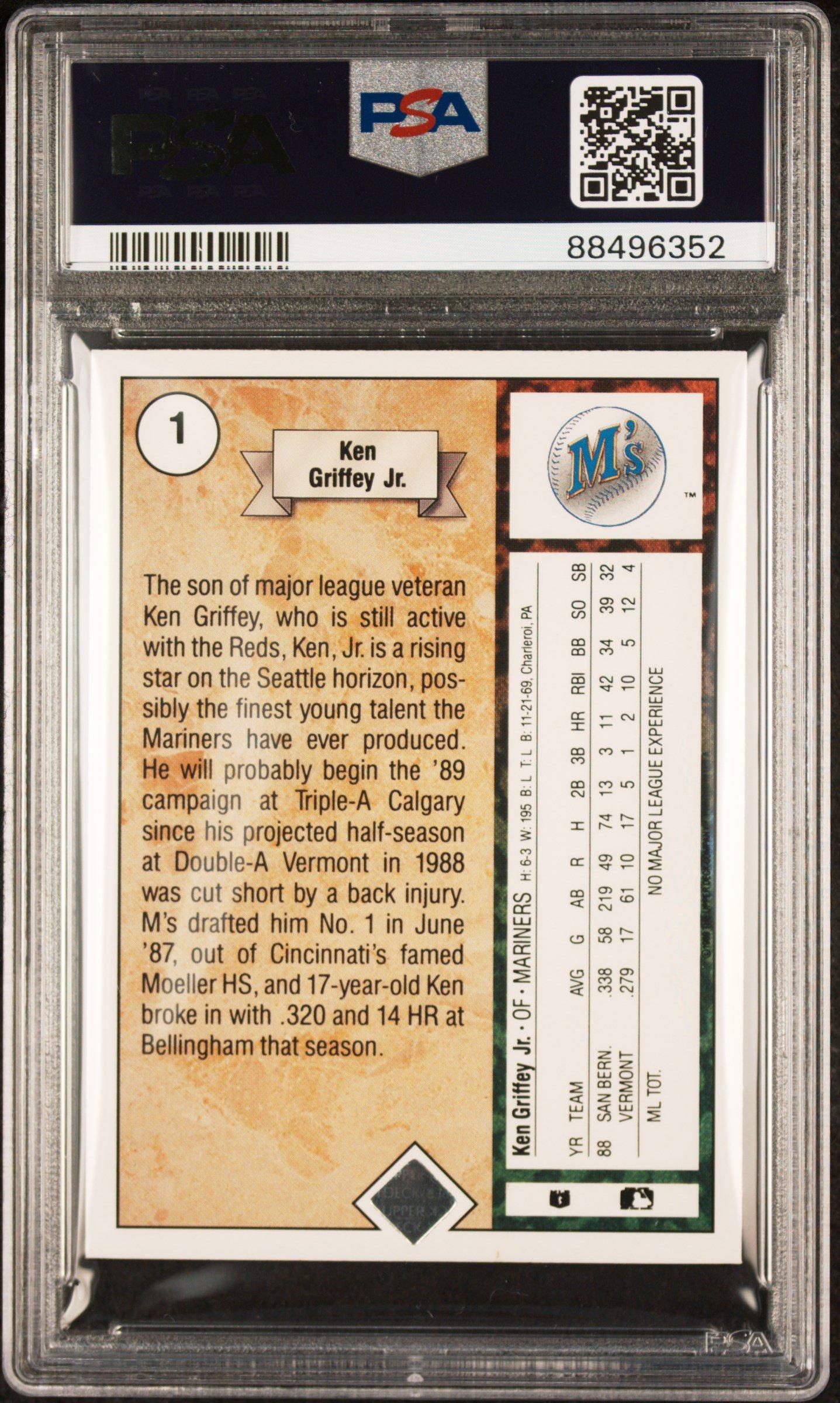 1989 Upper Deck 1 Ken Griffey Jr. PSA 8