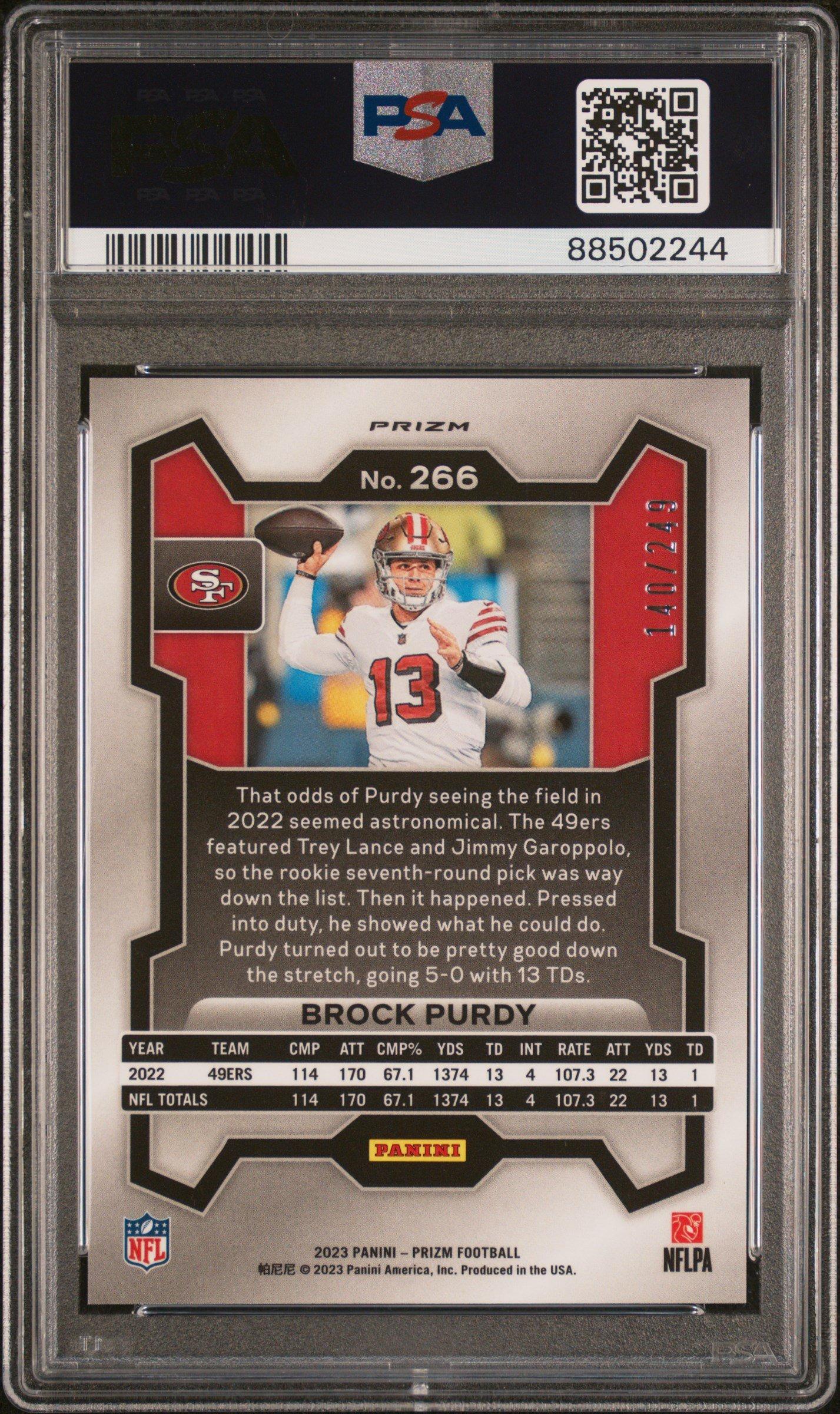 2023 Panini Prizm 266 Brock Purdy Orange Prizm PSA 10