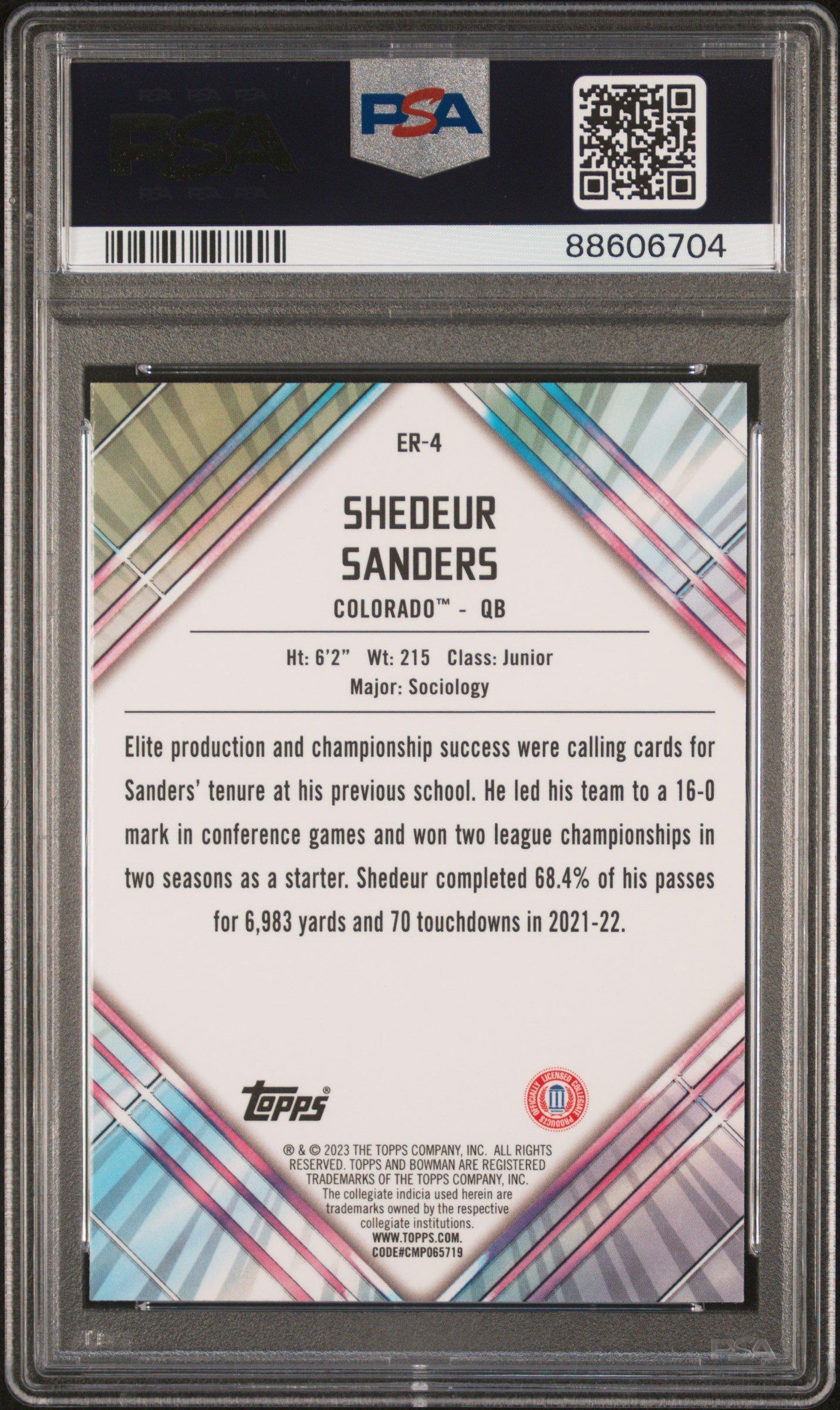 2023 Bowman University Chrome Unexpected Delights Early Risers Er4 Shedeur Sanders PSA 10
