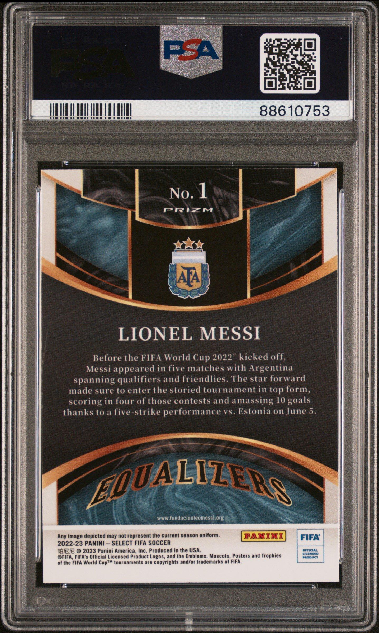 2022 Panini Select Fifa Equalizers 1 Lionel Messi PSA 9