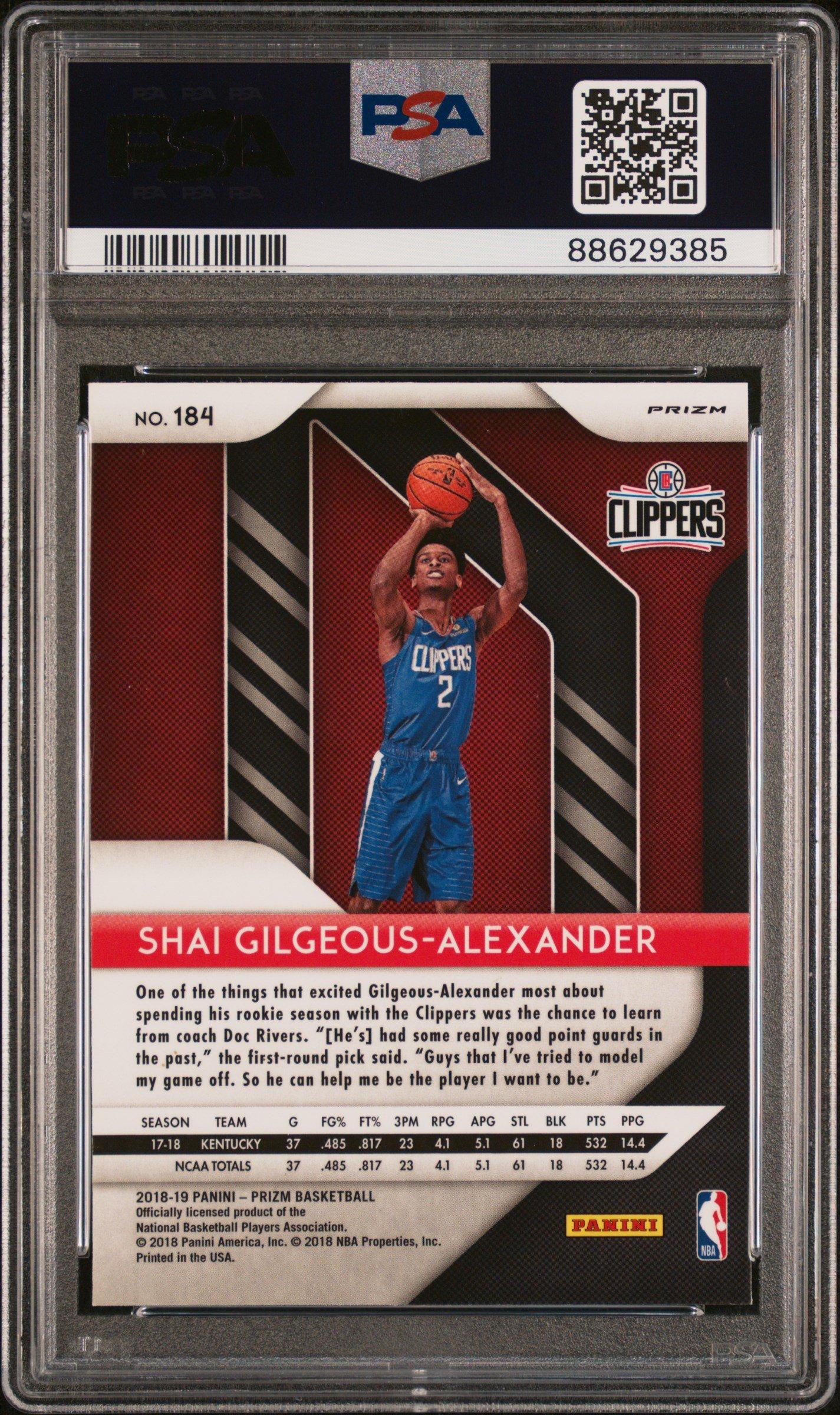 2018 Panini Prizm 184 Shai Gilgeous-alexander Silver Prizm PSA