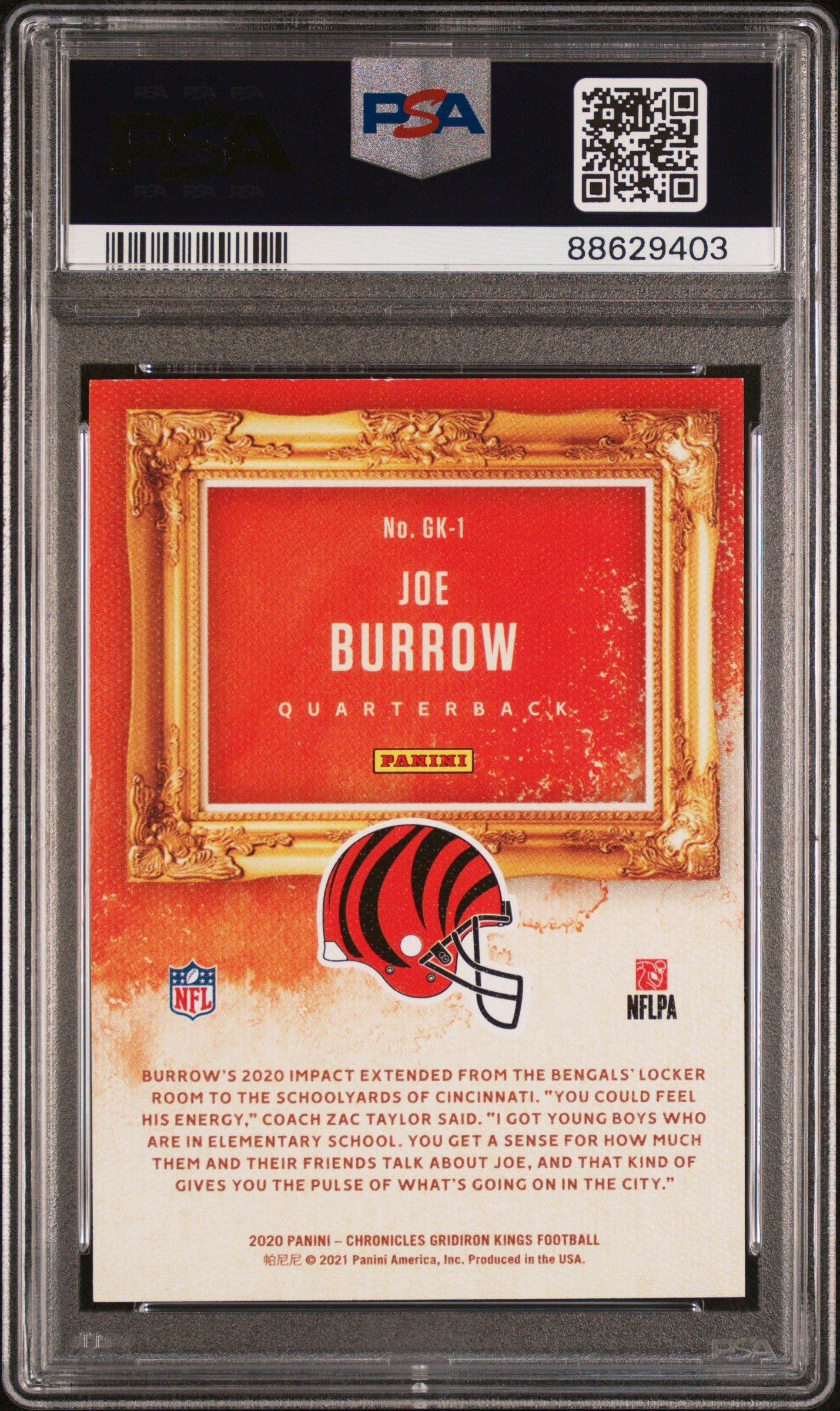 2020 Panini Chronicles Gridiron Kings Gk1 Joe Burrow Blue PSA 9