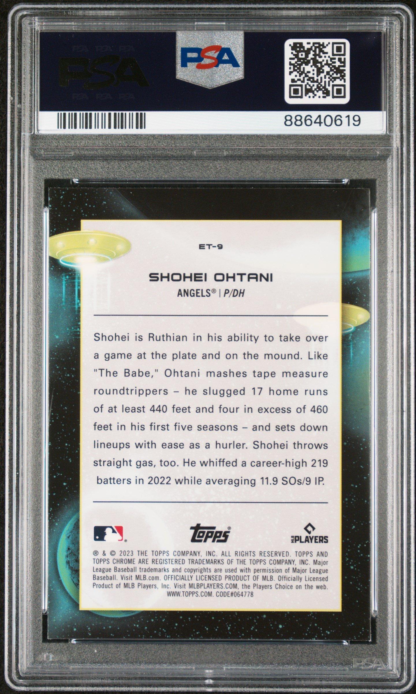 2023 Topps Cosmic Chrome Extraterrestrial Talent Et9 Shohei Ohtani PSA 10